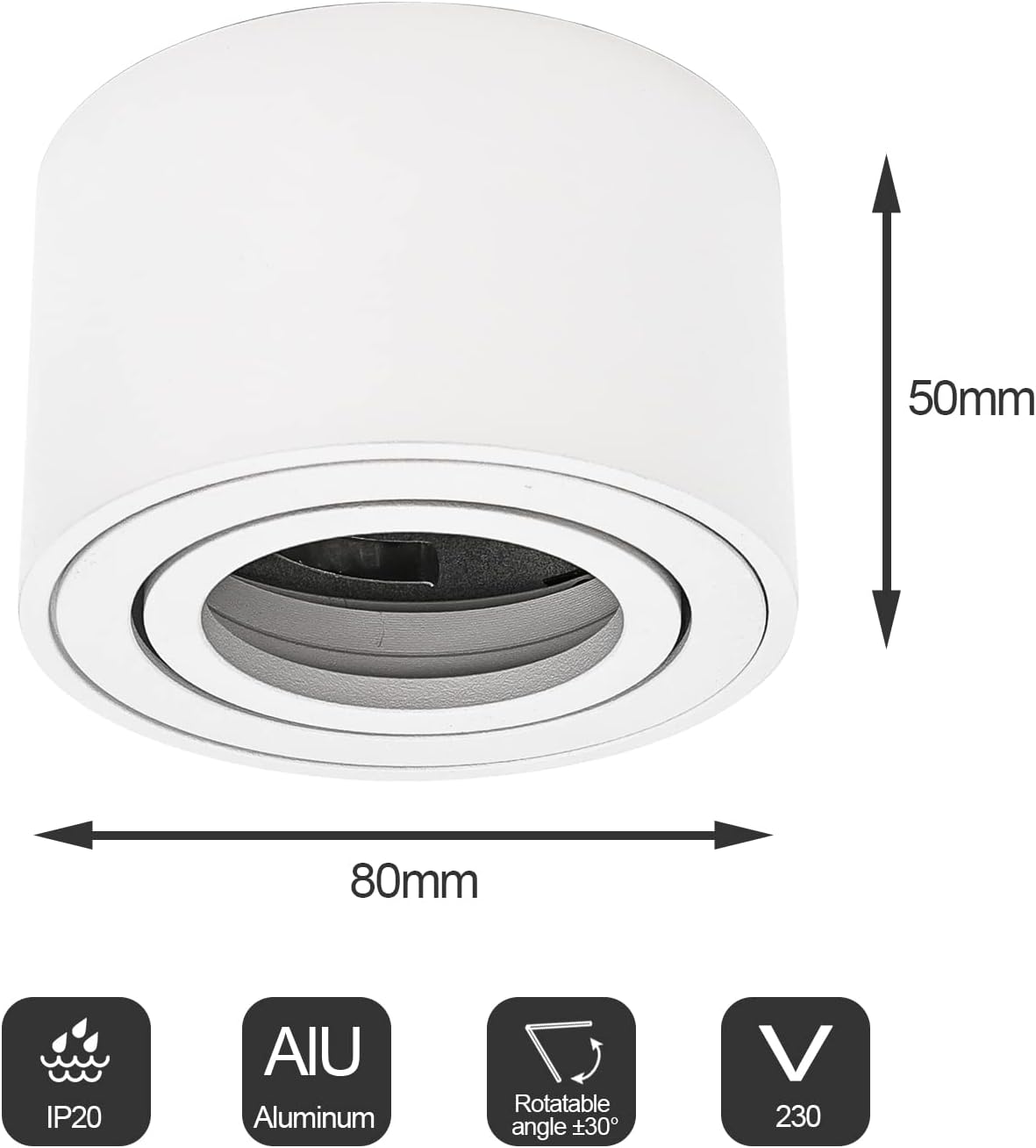 Uring 4 Pcs LED Faretto da Soffitto Orientabile, Bianco - immagine 4