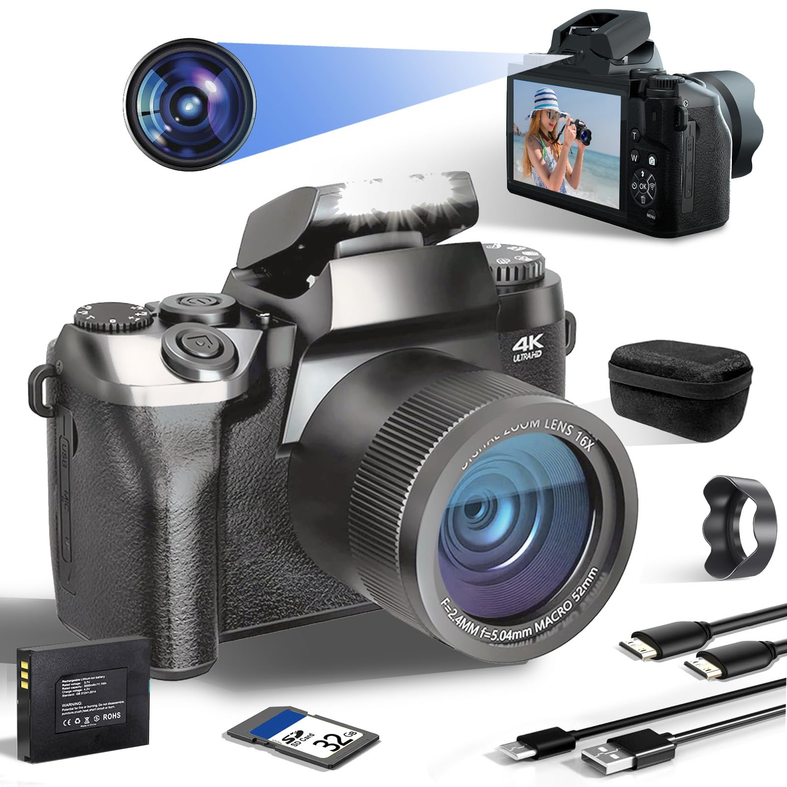Swe Macchina Fotografica Digitale Compatta WiFi 4K 64MP