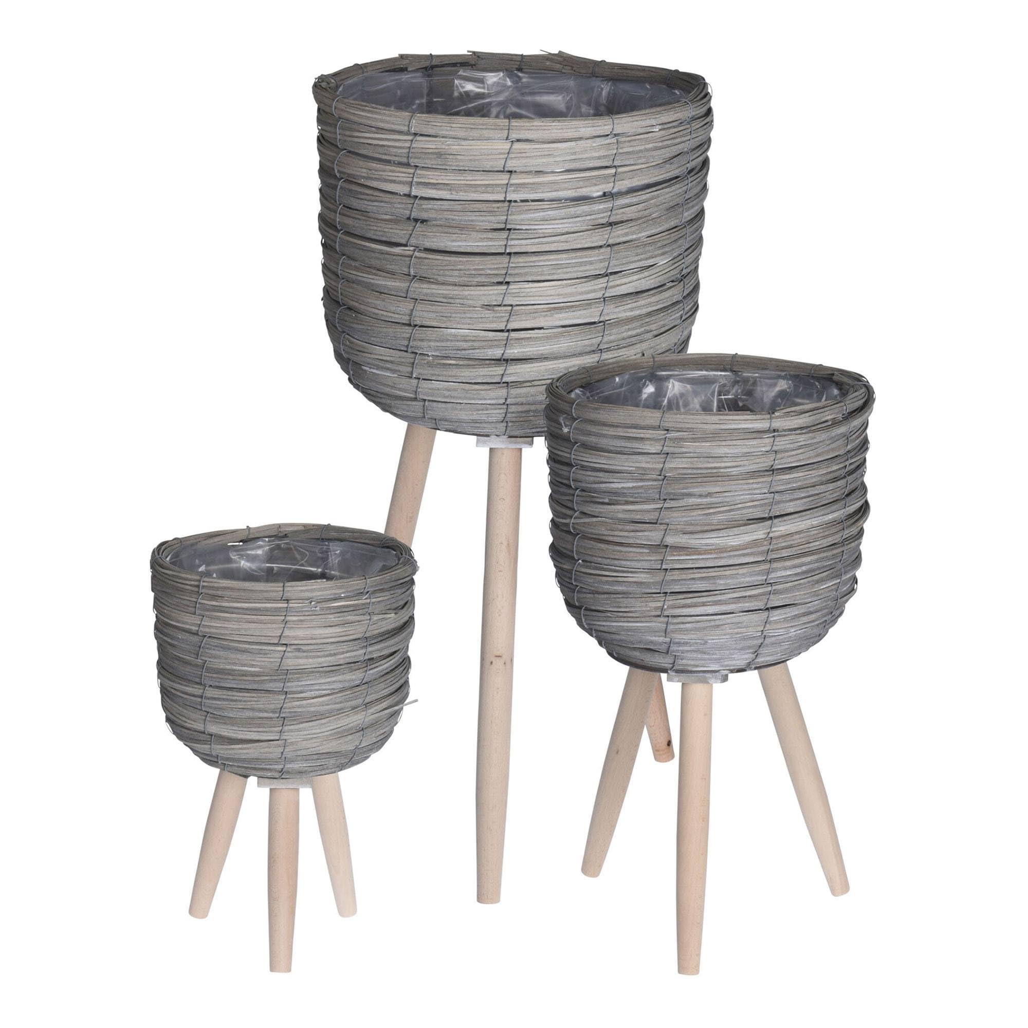 Well Home Set 3 vasi con gambe grigio Ø21Ø25Ø30cm