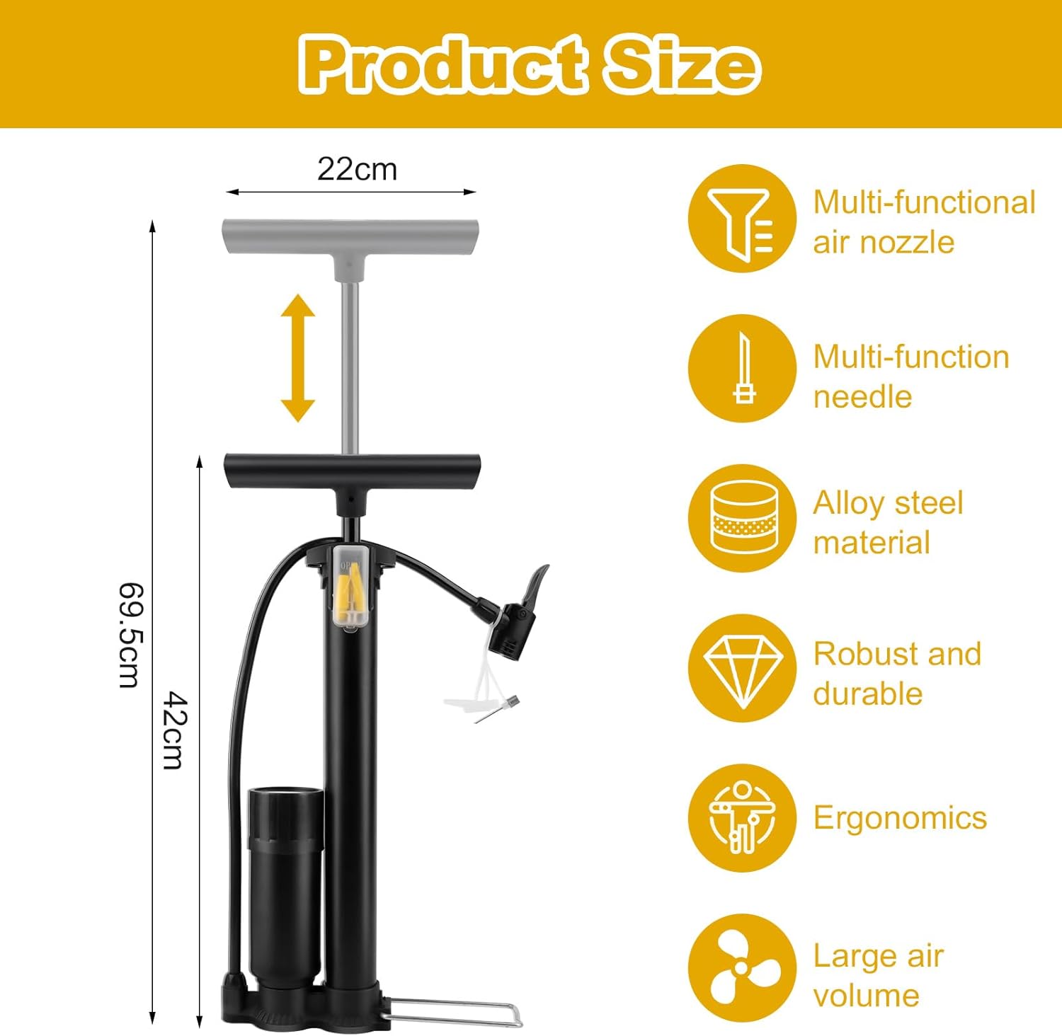 Mxtimwan Pompa Aria Bici con Manometro 160 PSI - immagine 2