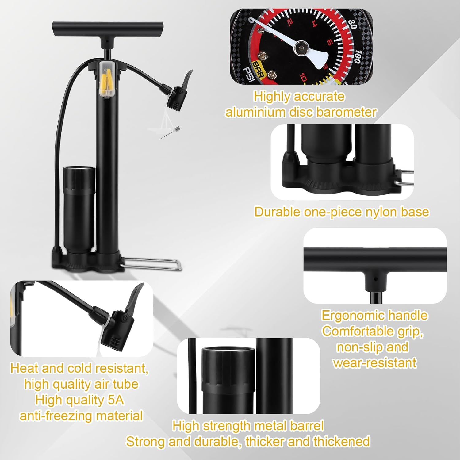 Mxtimwan Pompa Aria Bici con Manometro 160 PSI - immagine 4