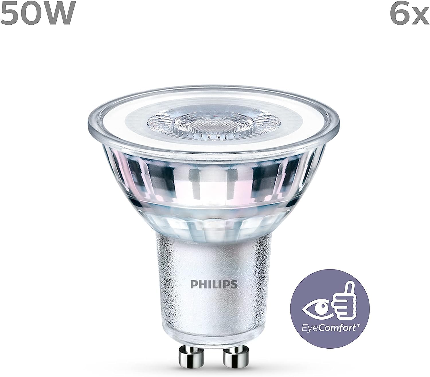 Philips LED - Faretto GU10 Luce Bianca Calda (6 Pezzi) - immagine 2