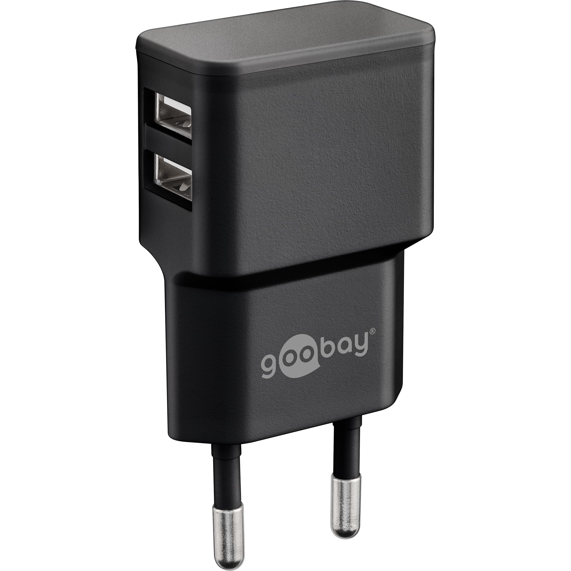 Goobay 449512 - Caricatore da Muro 2 Porte USB-A 12W, Nero