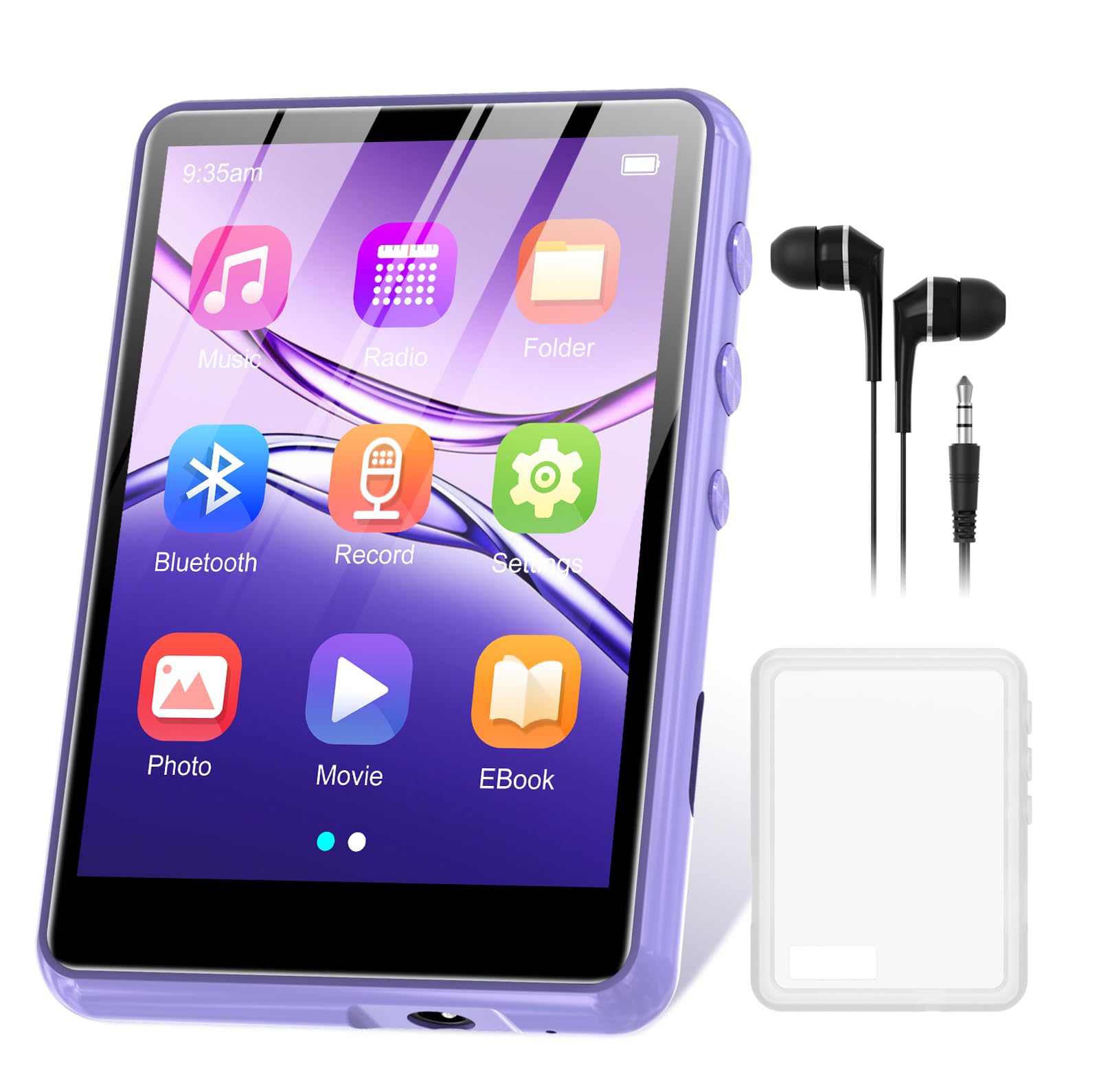 Zaqe Lettore MP3 128GB Bluetooth 5.3 Full Touchscreen, Viola
