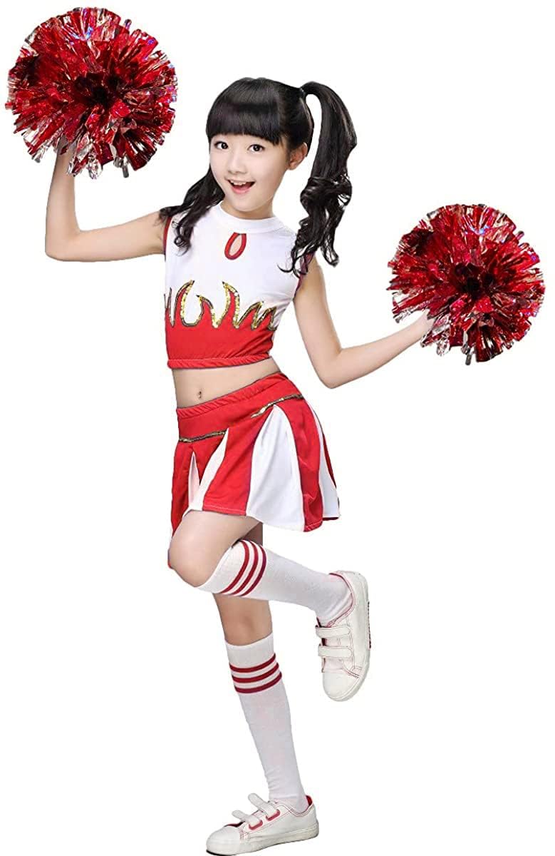LOLANTA Costume da Cheerleader per Ragazze, Rosso