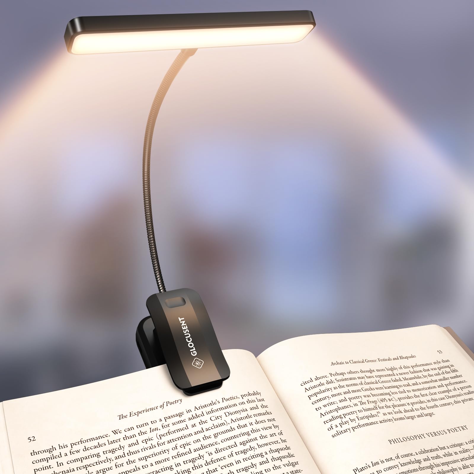 Glocusent Luce per Lettura Libri 26 LEDs USB-C, Nero