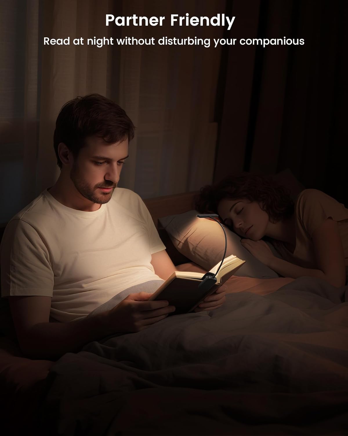 Glocusent Luce per Lettura Libri 26 LEDs USB-C, Nero - immagine 7