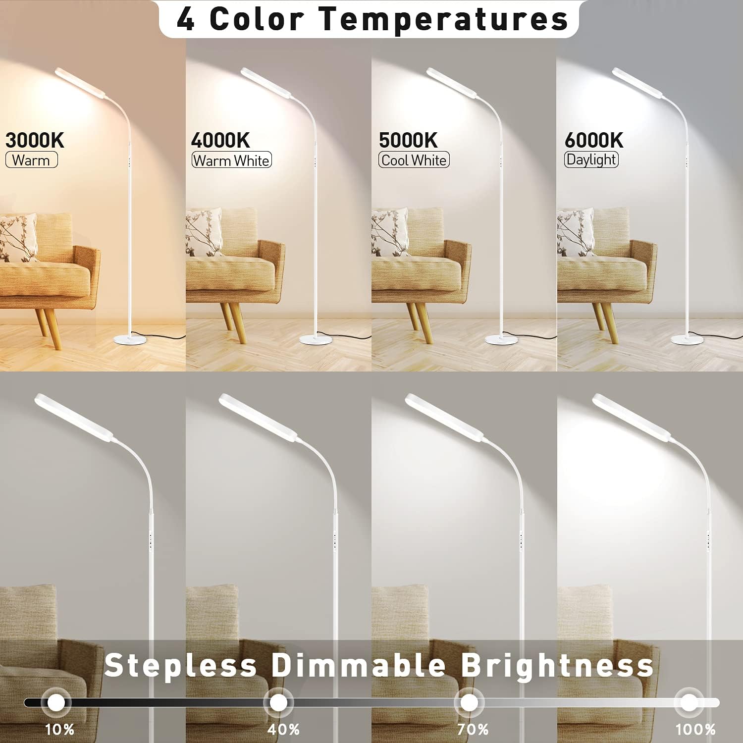 OUTON Lampada da Terra LED Dimmerabile 12W 1200LM - immagine 3