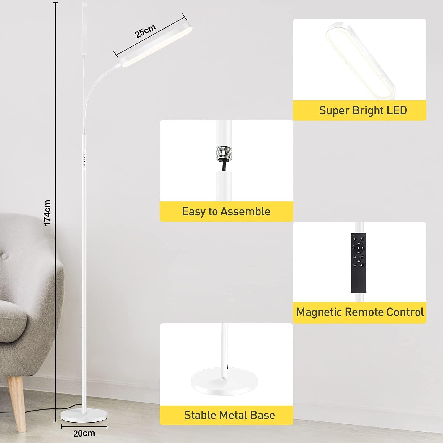 OUTON Lampada da Terra LED Dimmerabile 12W 1200LM - immagine 7