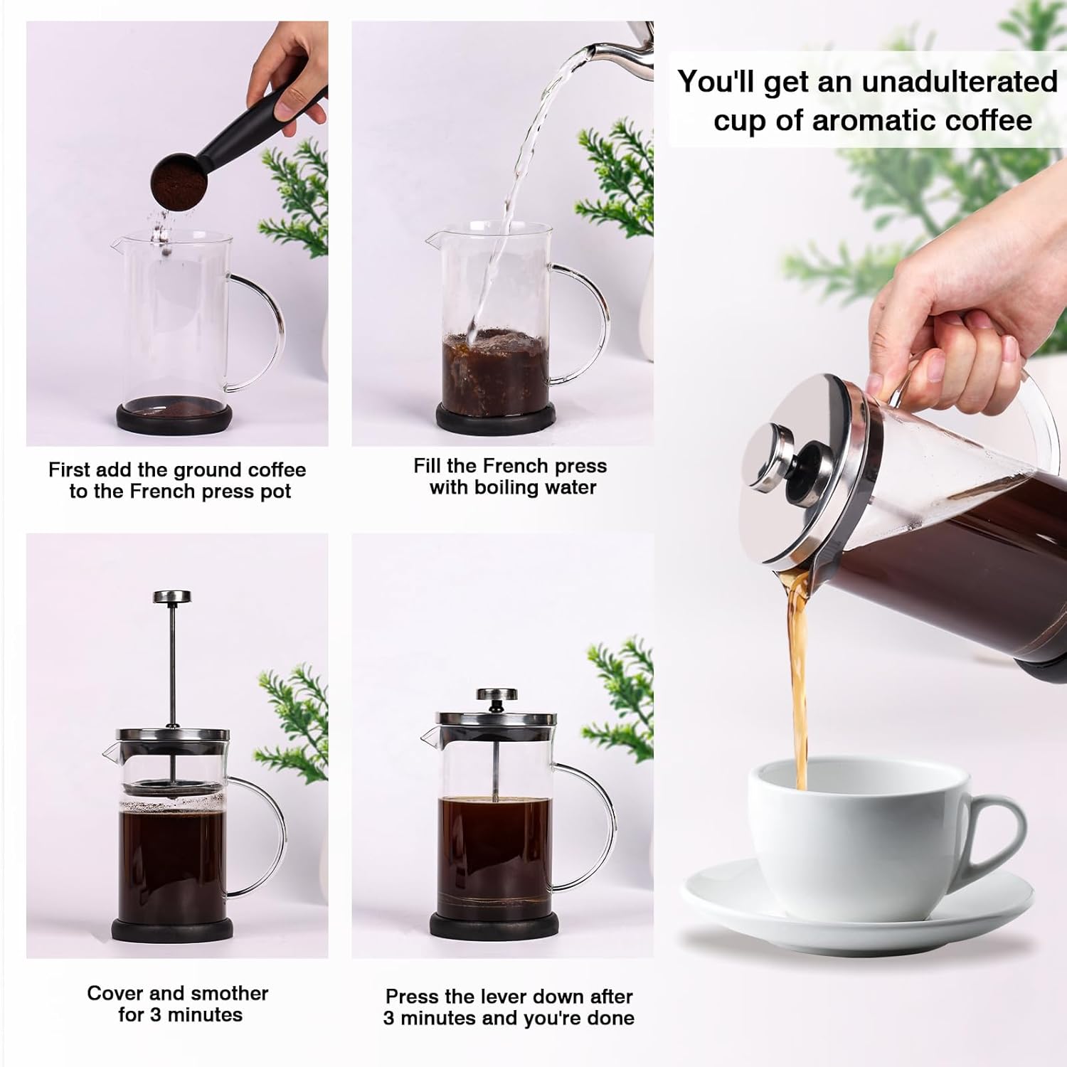 French Press 600ml con Tripli Filtri - immagine 3