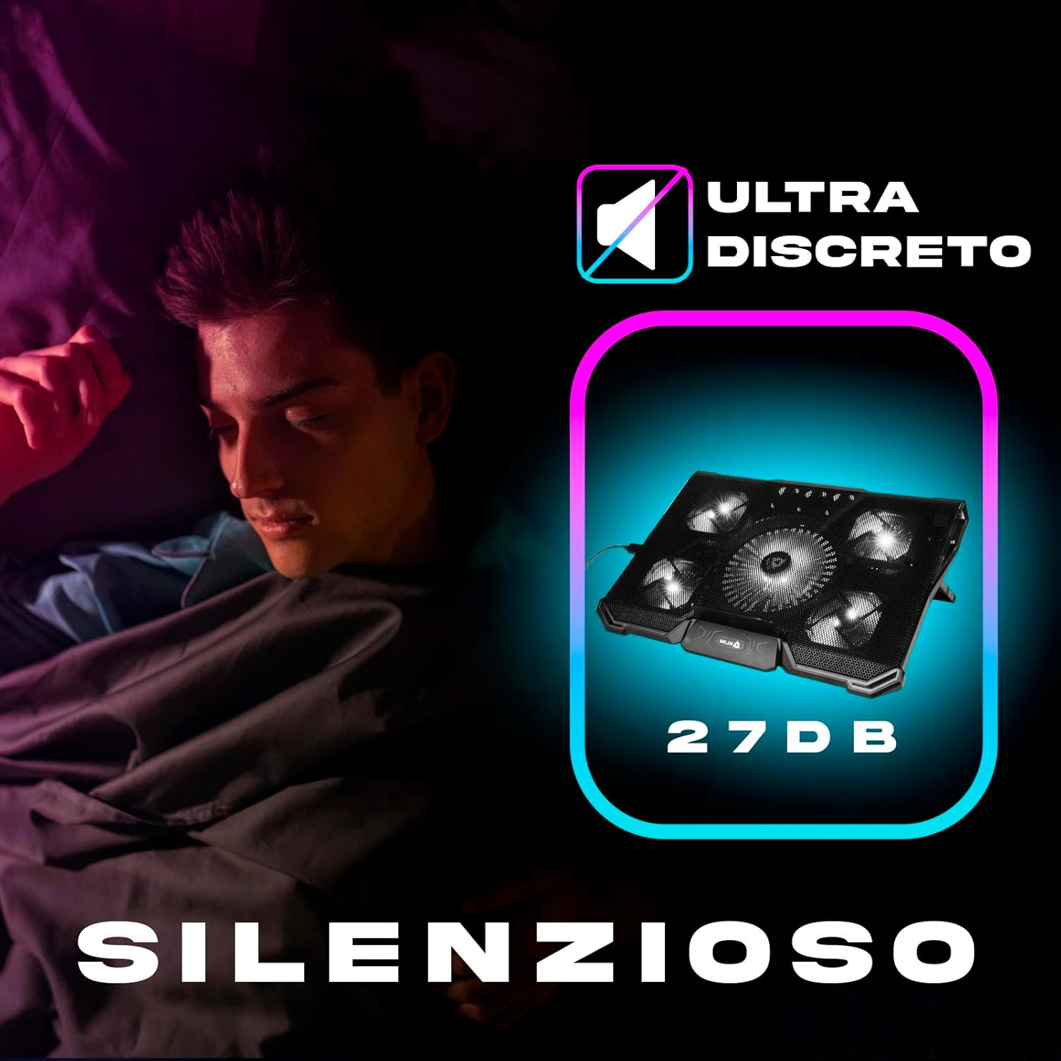 Klim Cyclone - Base di Raffreddamento PC Portatile 5 Ventole - immagine 3