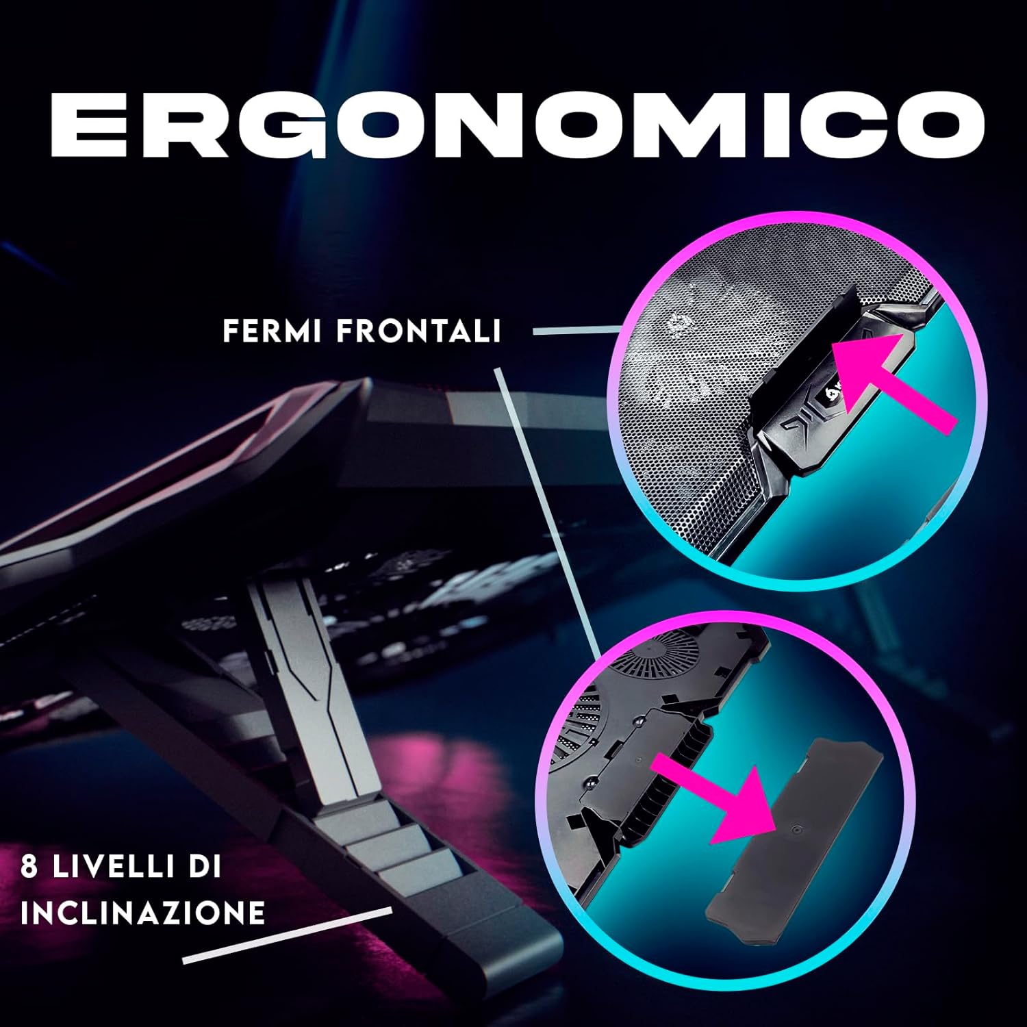 Klim Cyclone - Base di Raffreddamento PC Portatile 5 Ventole - immagine 5