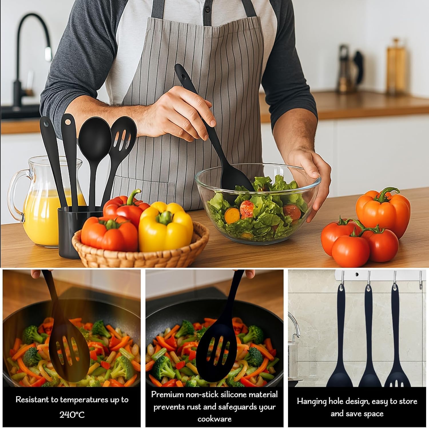 Set Utensili Cucina Silicone 4 Pezzi 27,5cm - immagine 3