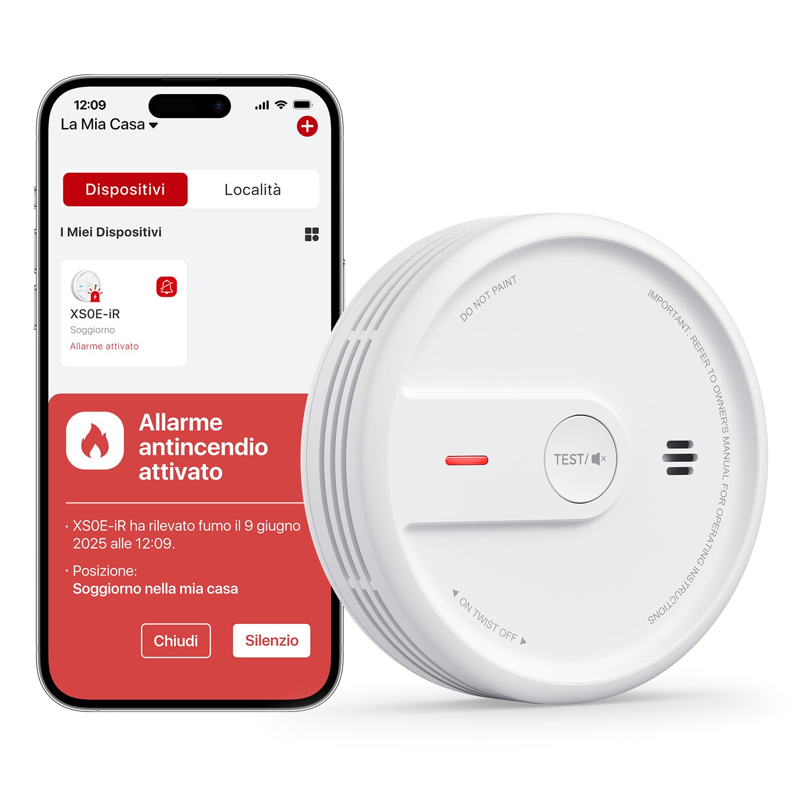 X-sense Rilevatore di Fumo Wi-Fi con App, 1 Pezzo