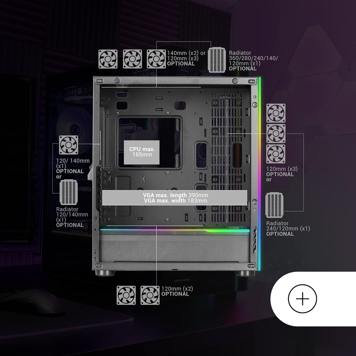 Mars Gaming MC-ULTRA - Torre Gaming Custom E-ATX XXL, Nero - immagine 6