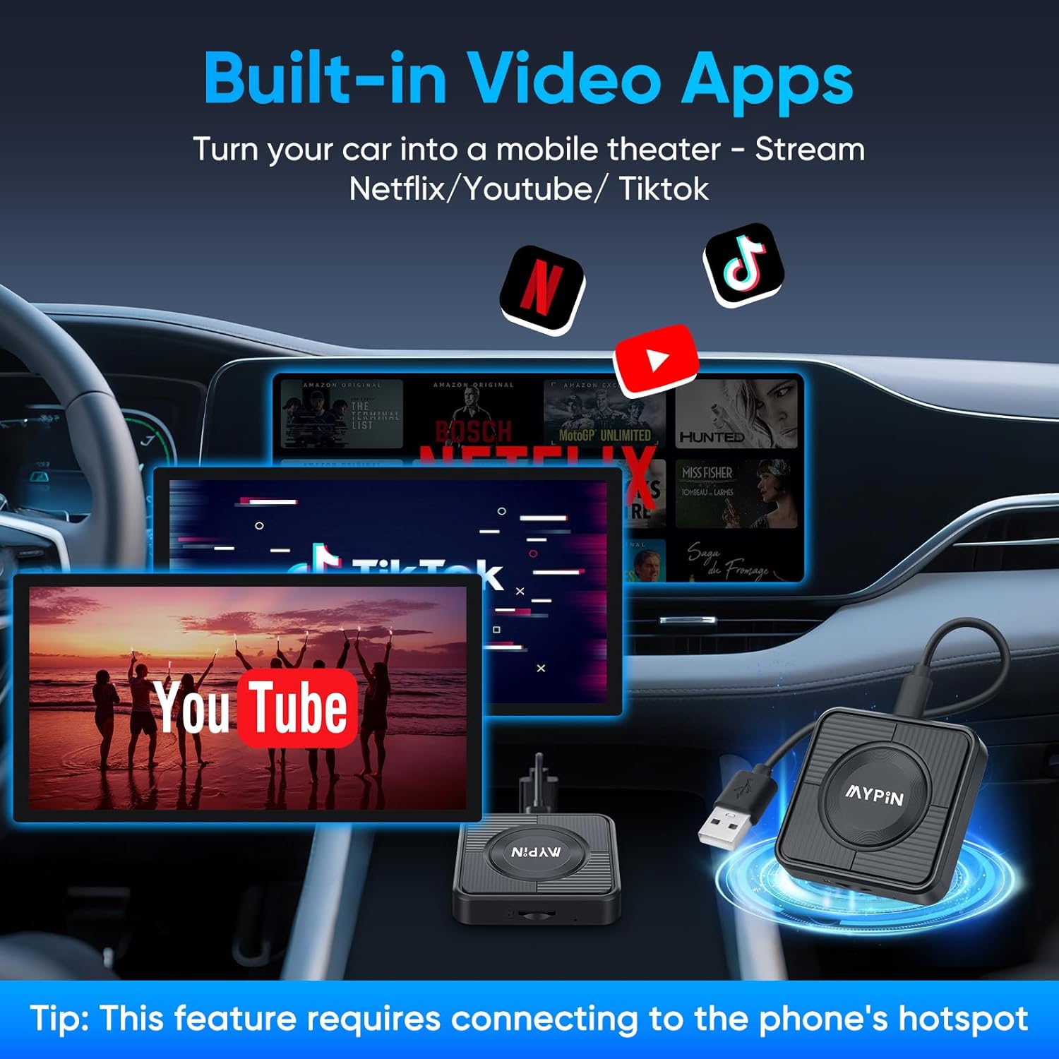 Adattatore Wireless CarPlay 3 in 1 per Android Auto e Video - immagine 3