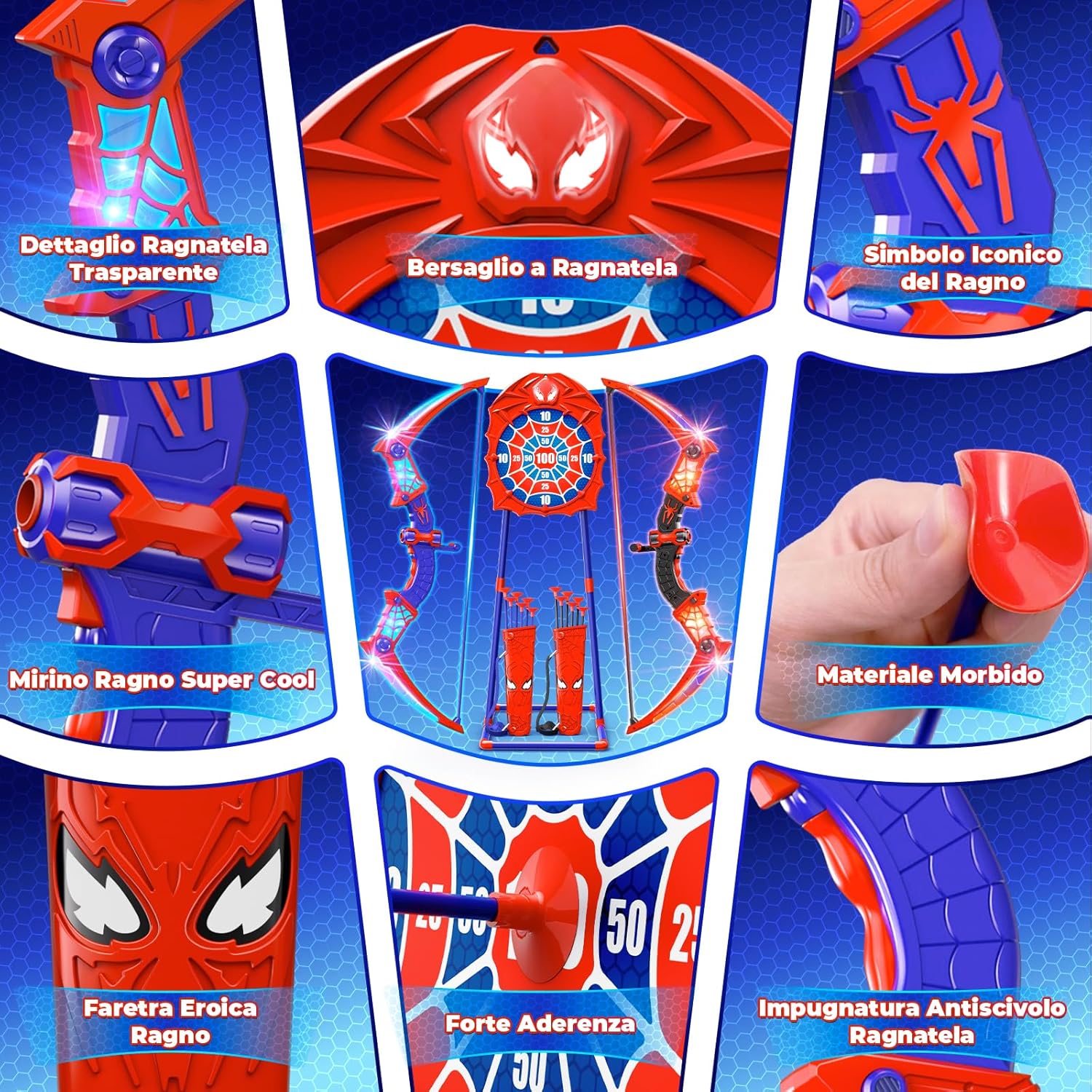 Set Arco e Freccia Ragno con Luci LED per Bambini - immagine 3