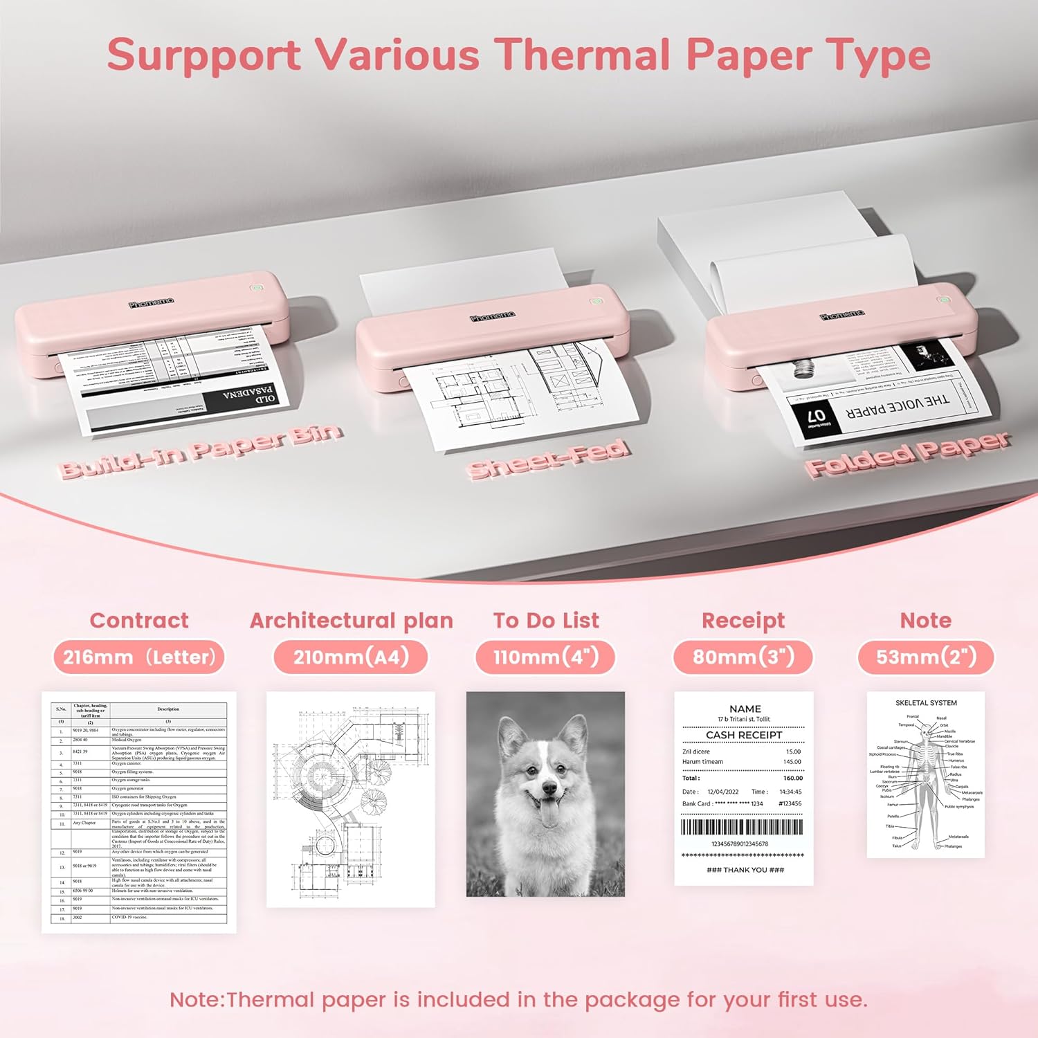 Phomemo M834 Stampante Termica Portatile A4, Rosa - immagine 6
