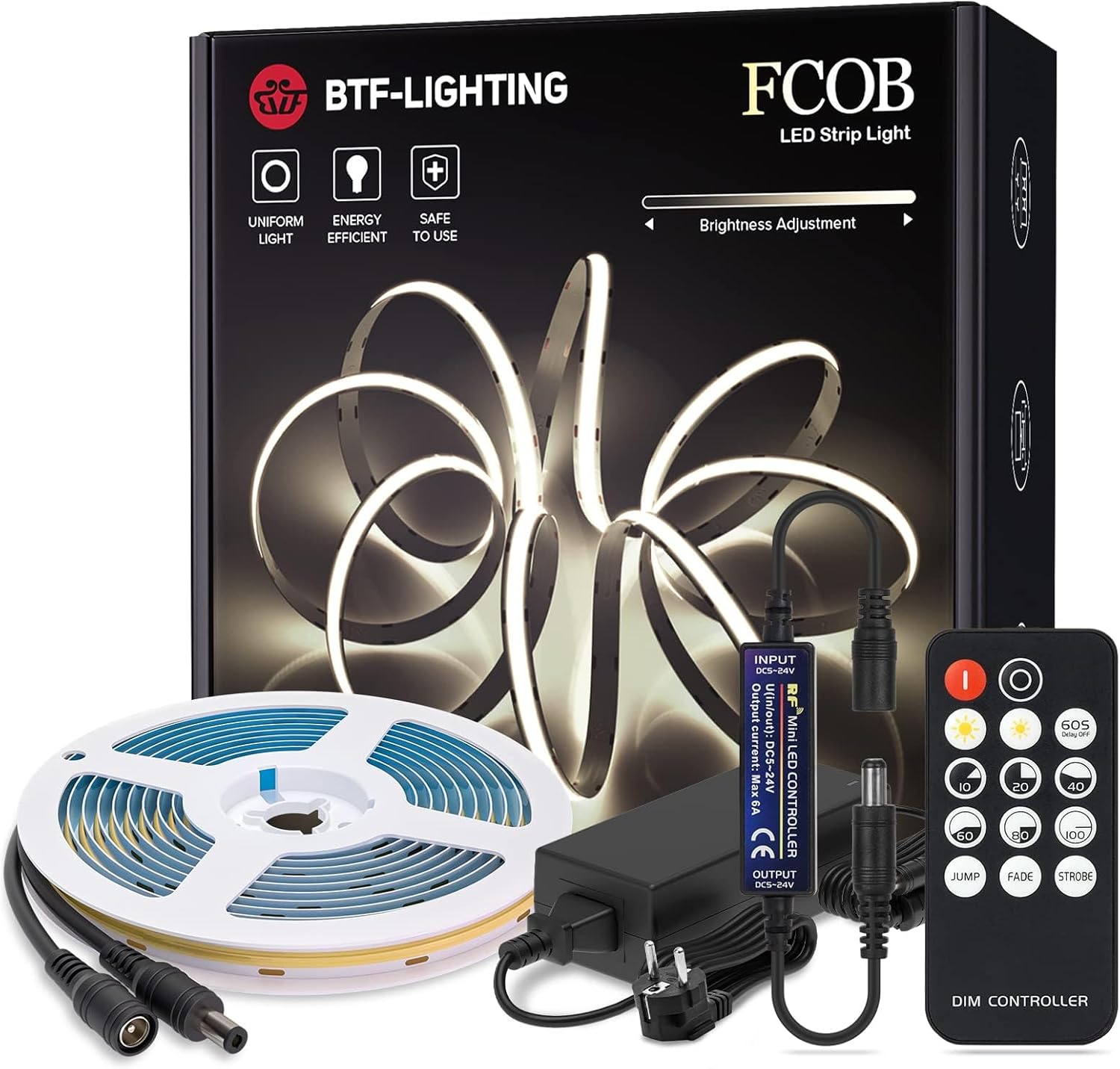 Btf-lighting FCOB COB 24V Kit Strisce LED 5m - immagine 1