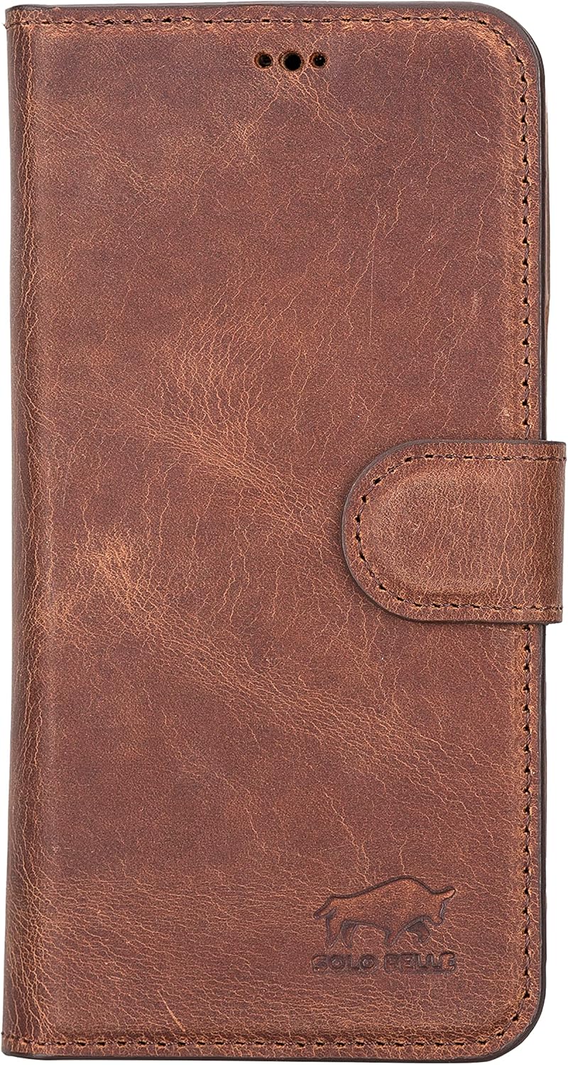 Custodia in Pelle 2 in 1 per iPhone 14 (6.1"), Marrone Vintage - immagine 3
