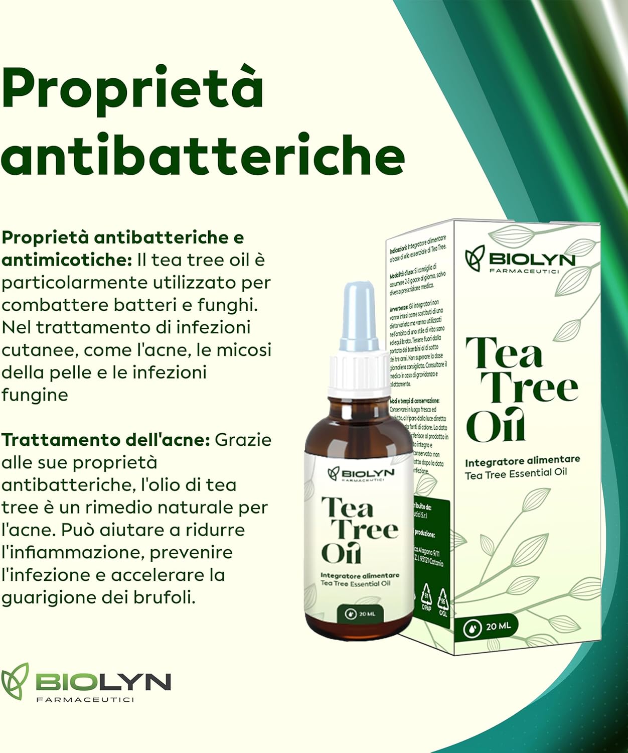 Tea Tree Oil Biolyn 20ml - Olio Essenziale Puro - immagine 3