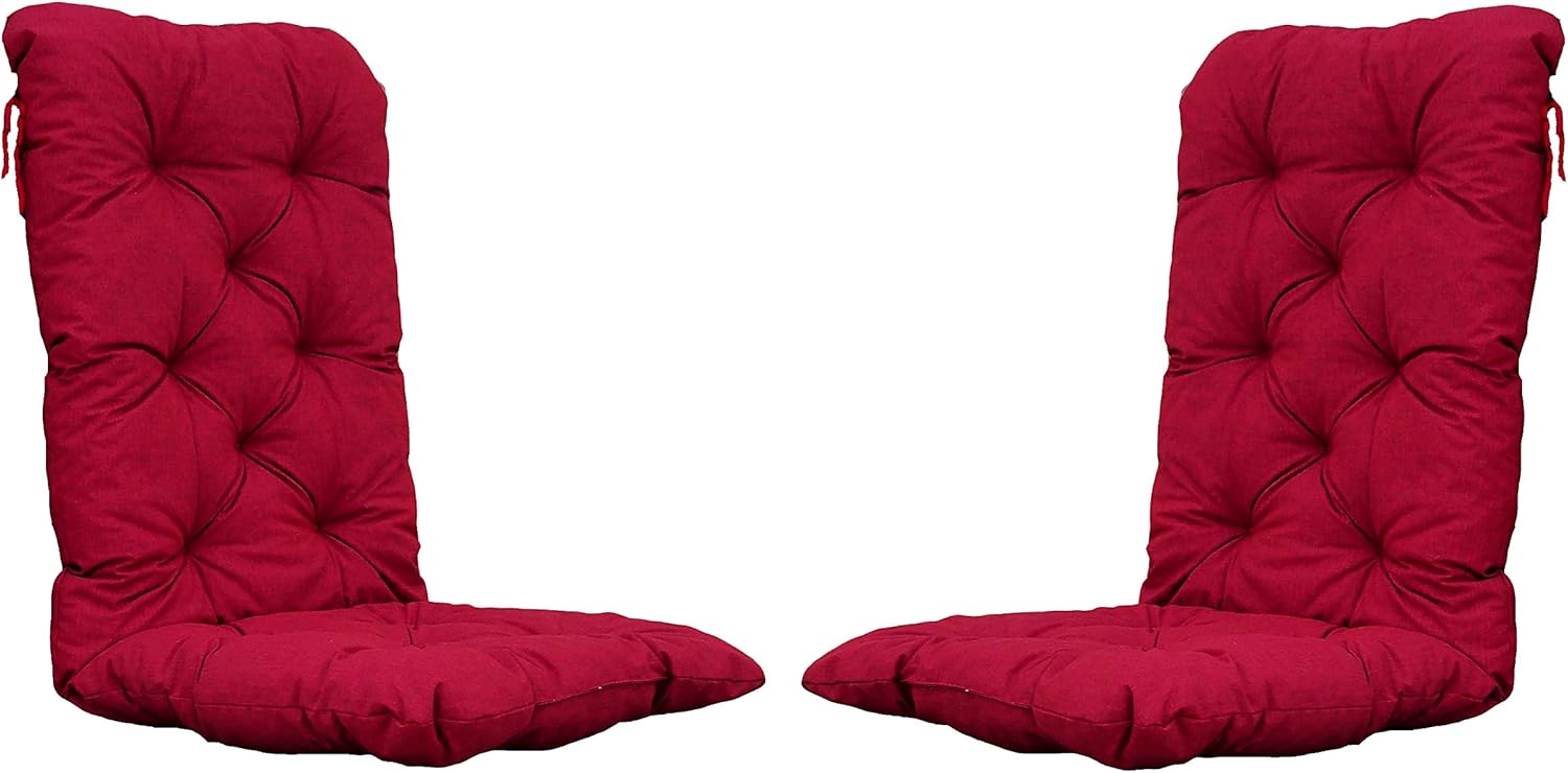 Cuscino per sedie con schienale alto, rosso, 120 x 50 x 8 cm, set da 2
