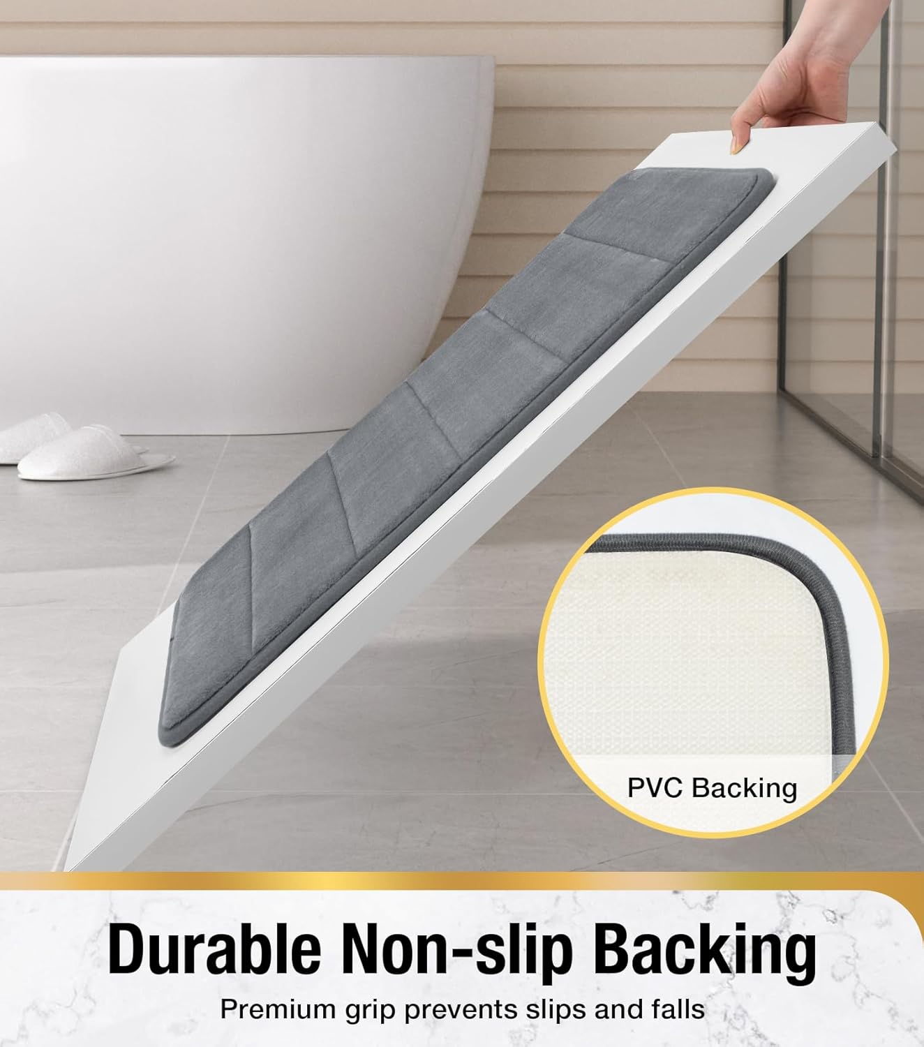 Hitslam Tappeto Bagno Memory Foam 40x60cm, Grigio Scuro - immagine 4