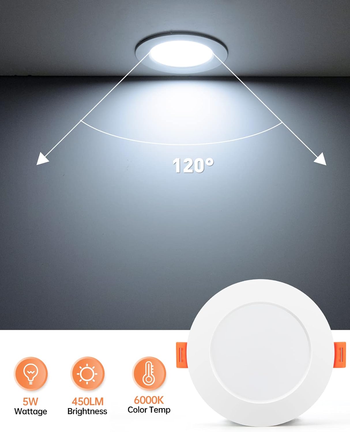 Faretti LED da Incasso per Cartongesso 5W 450LM (20 Pezzi) - immagine 2