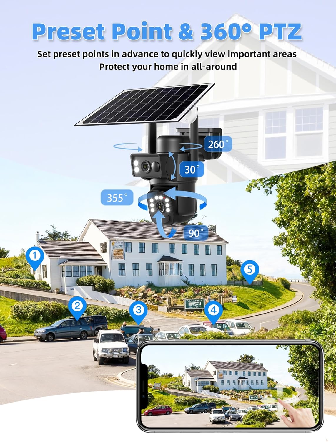 Telecamera Wi-Fi Esterno 4K con Pannello Solare PTZ - immagine 2