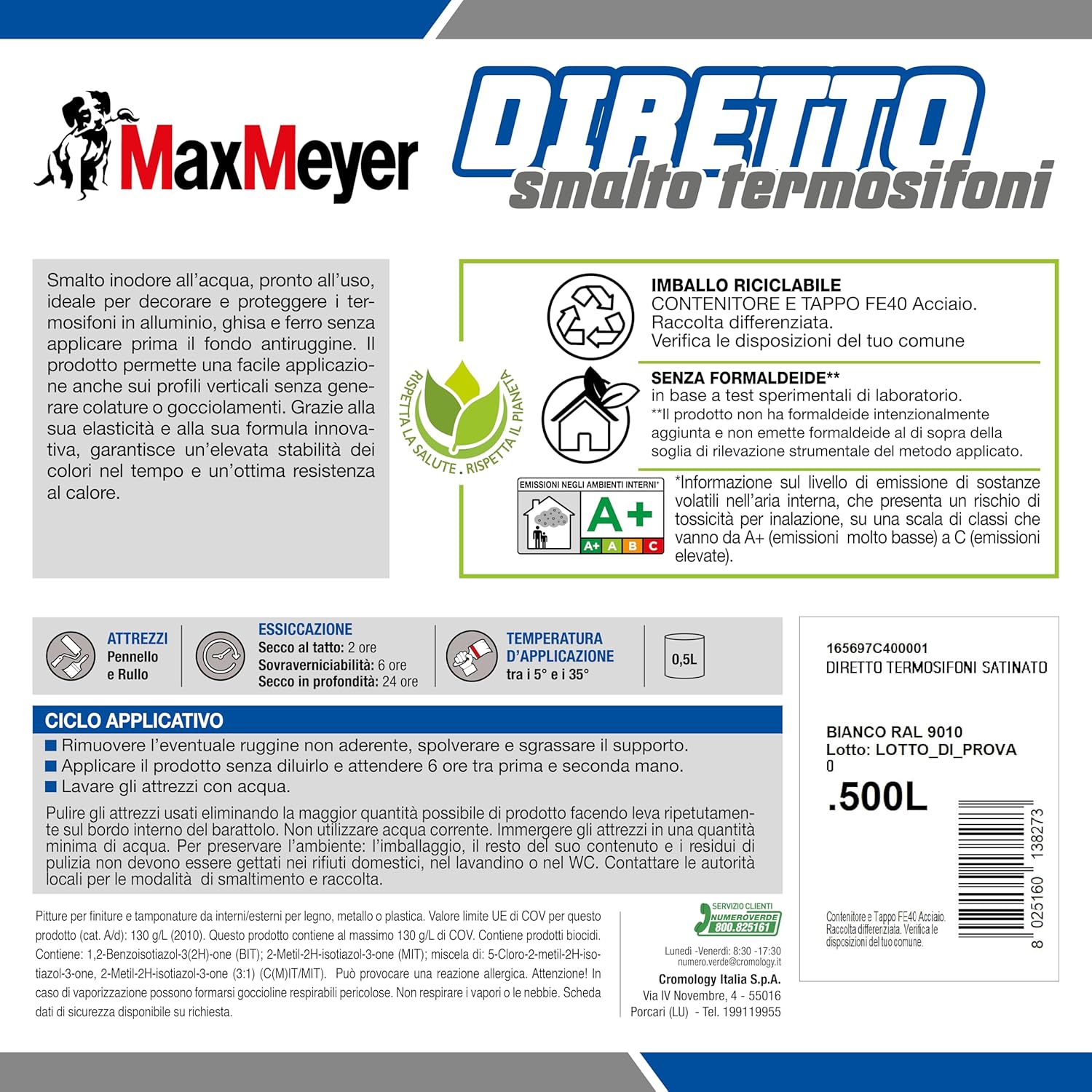 MAXMEYER Diretto Termosifoni Satinato R9010 Bianco 0.5 L - immagine 3