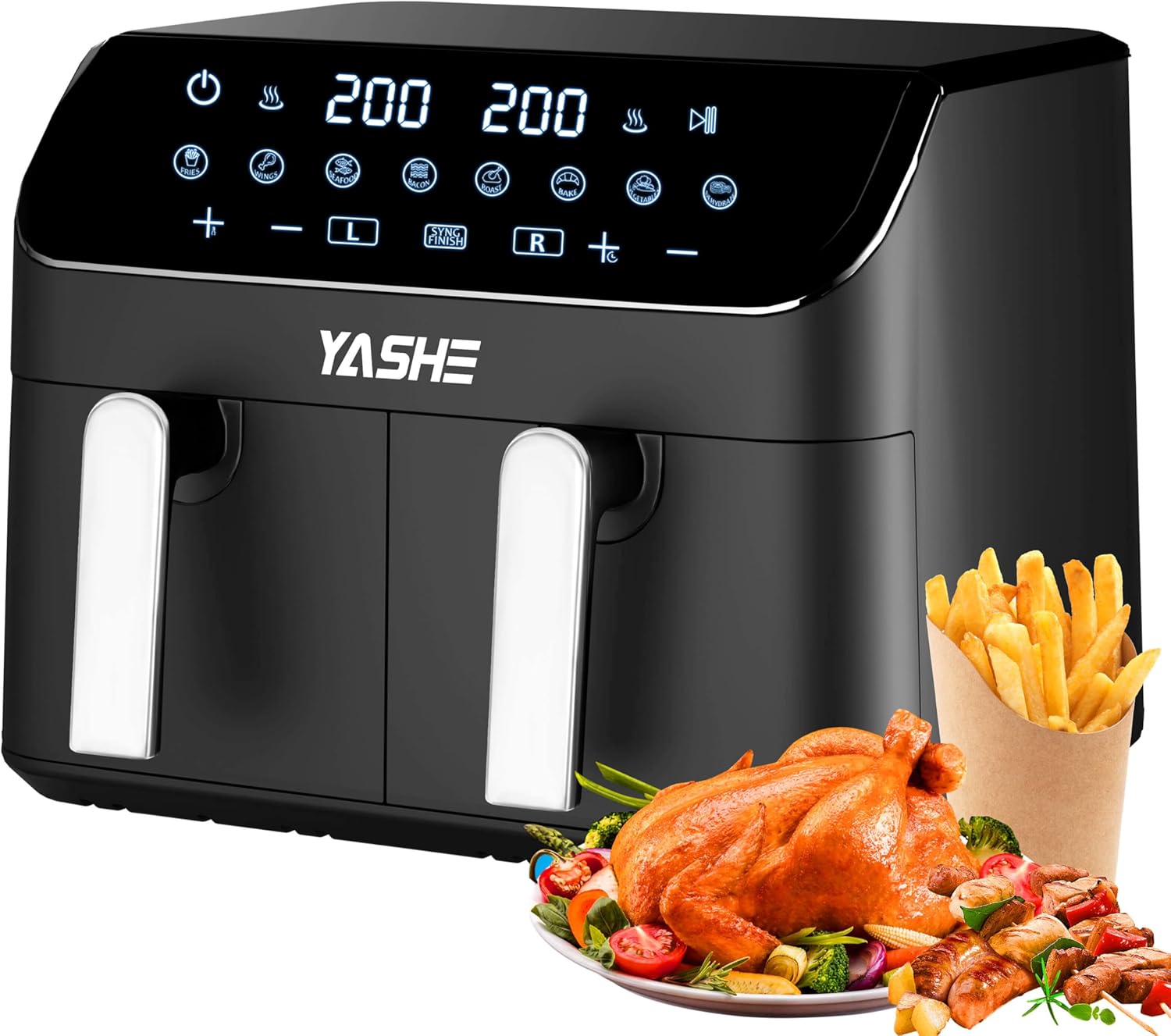 YASHE Dual Zone Friggitrice ad Aria Digitale 9L