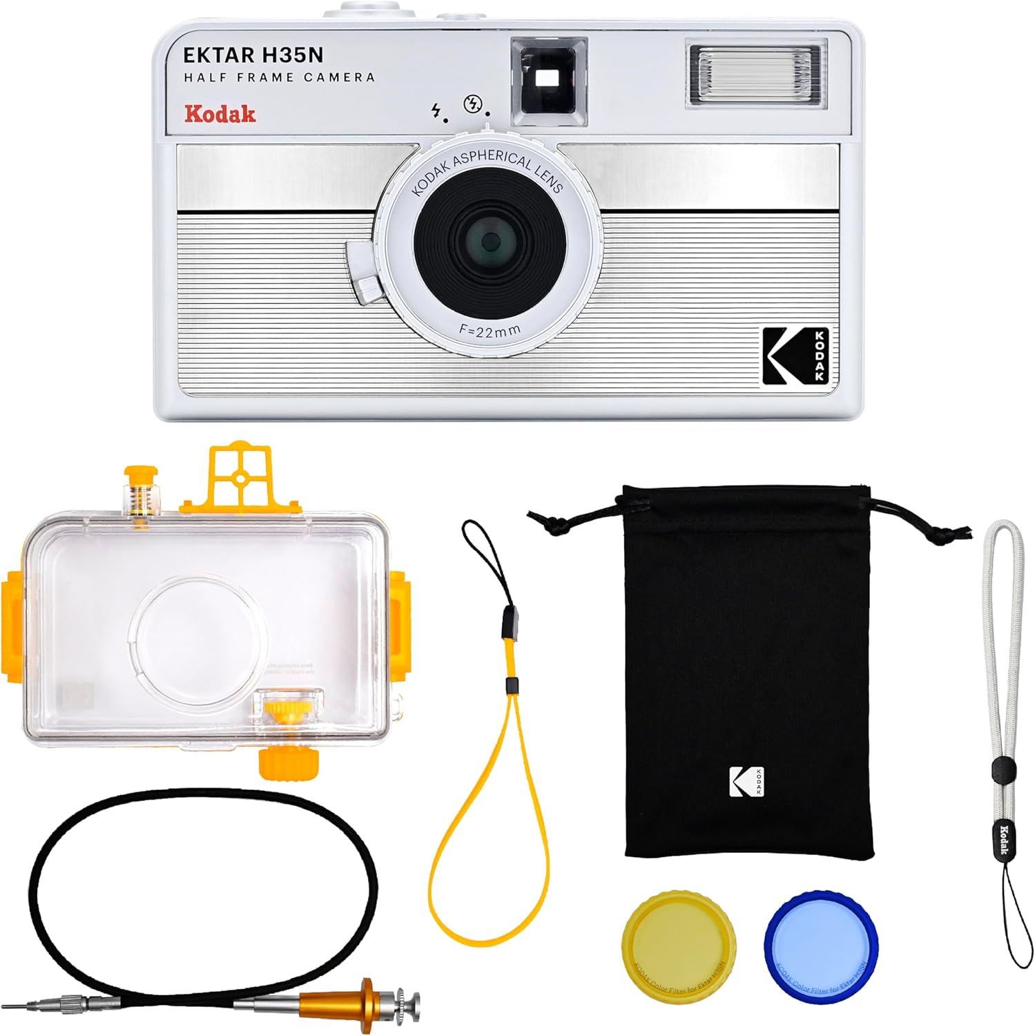 Kodak EKTAR H35N Half Frame Film Camera Kit Premium, Argento - immagine 1