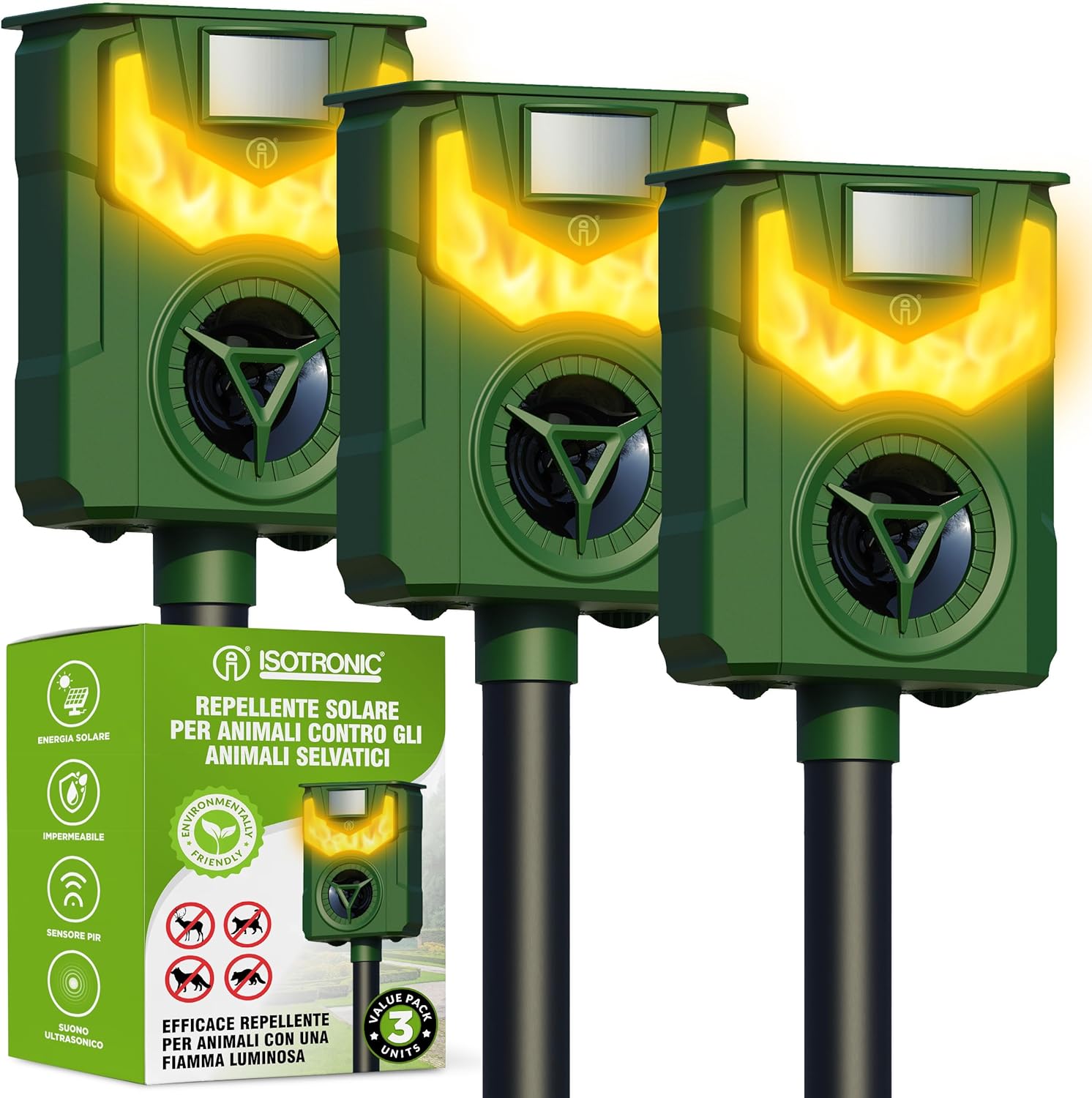 Isotronic Repellente Solare per Animali Domestici, 3 Pezzi