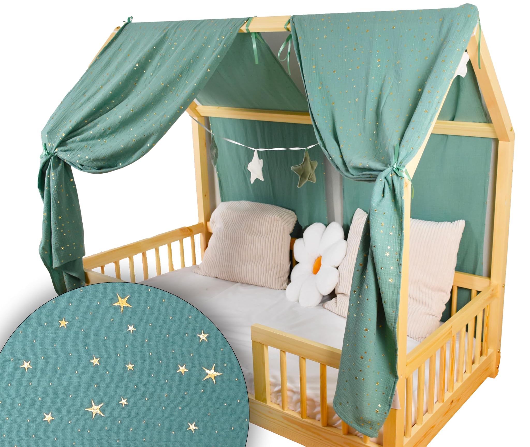 Yellownest Tenda per Letto Montessori (2 Pezzi) 70x140cm