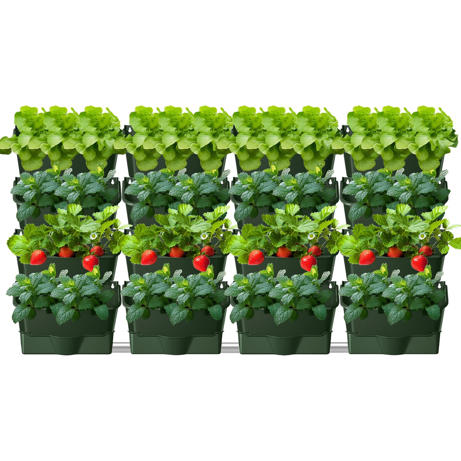 Borse Sospese da Parete Autoirriganti 16 Vasi, Verde Militare