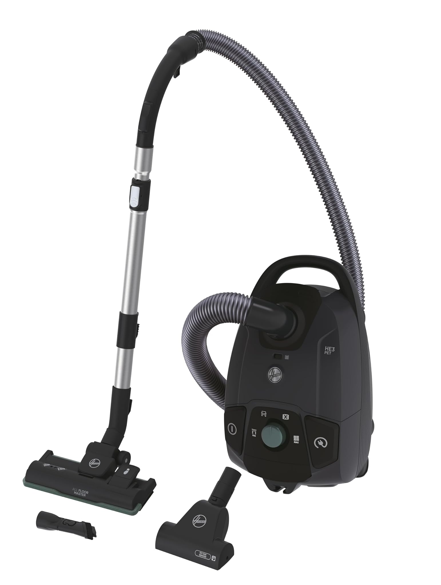 Hoover HE321PAF 011, Aspirapolvere a Slitta con Borsa, Grigio/Nero