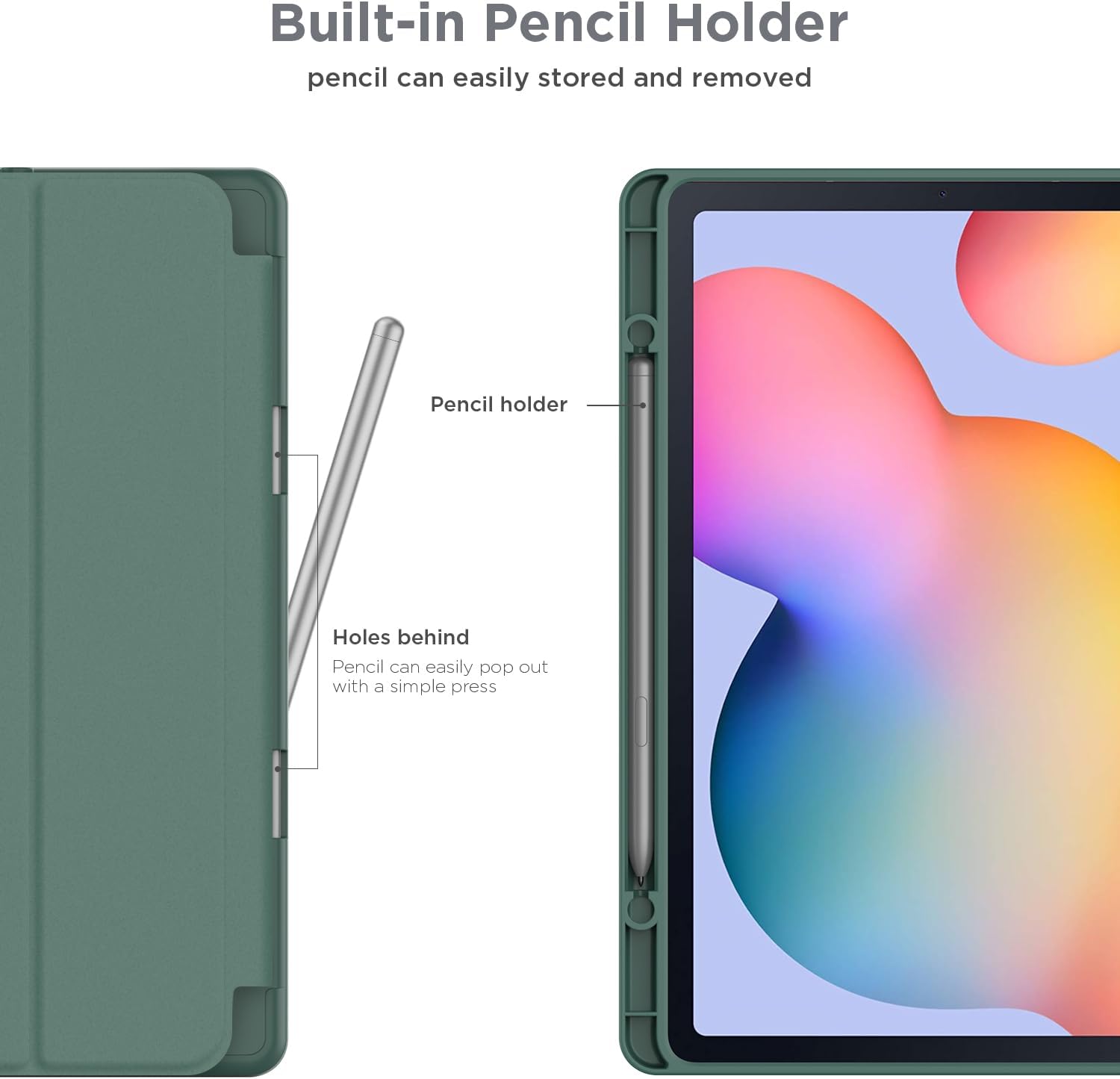 Cacoe Custodia Cover per Samsung Galaxy Tab S6 Lite 10.4", Verde - immagine 4