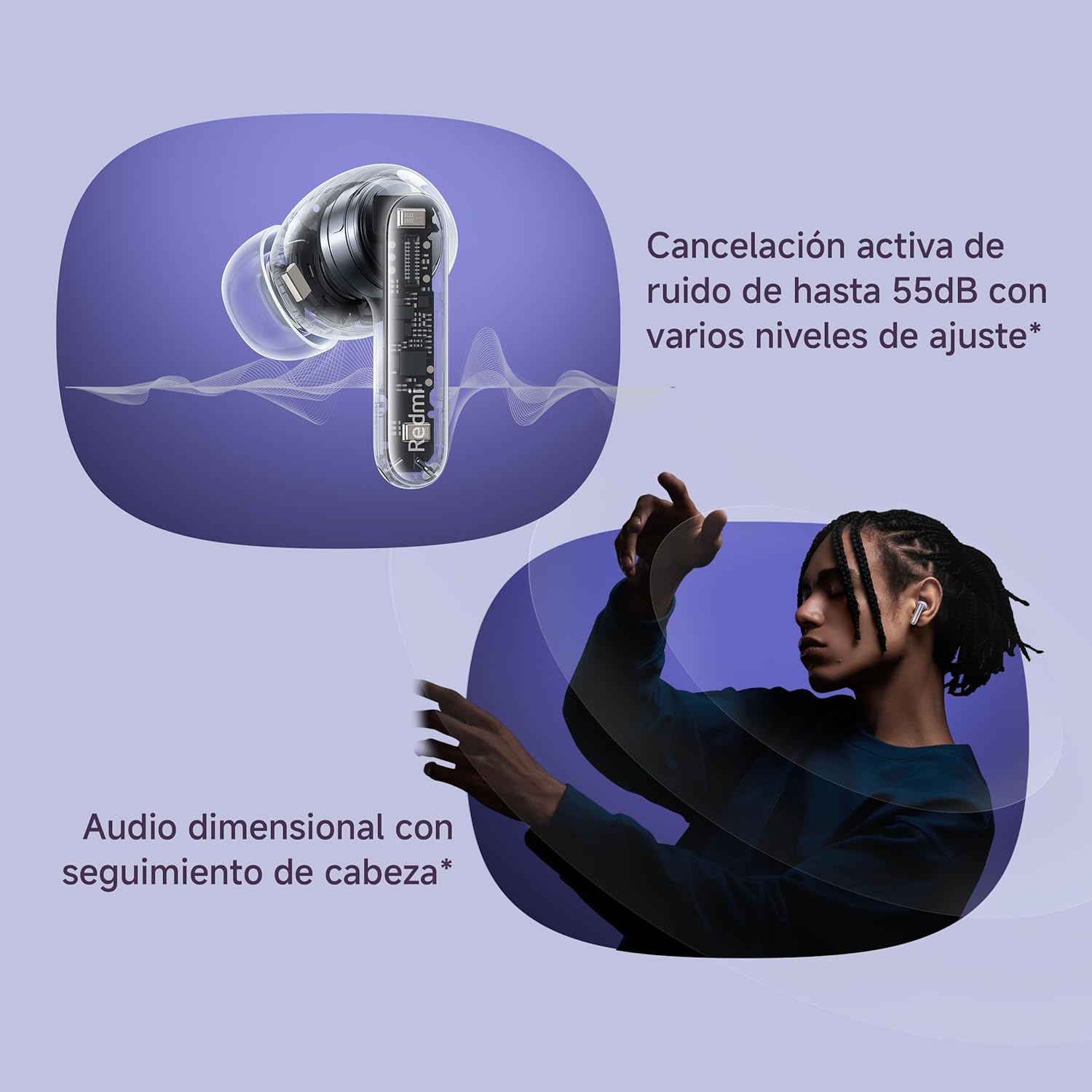 Xiaomi Redmi Buds 6 Pro - Cuffie Bluetooth ANC, Nero - immagine 3