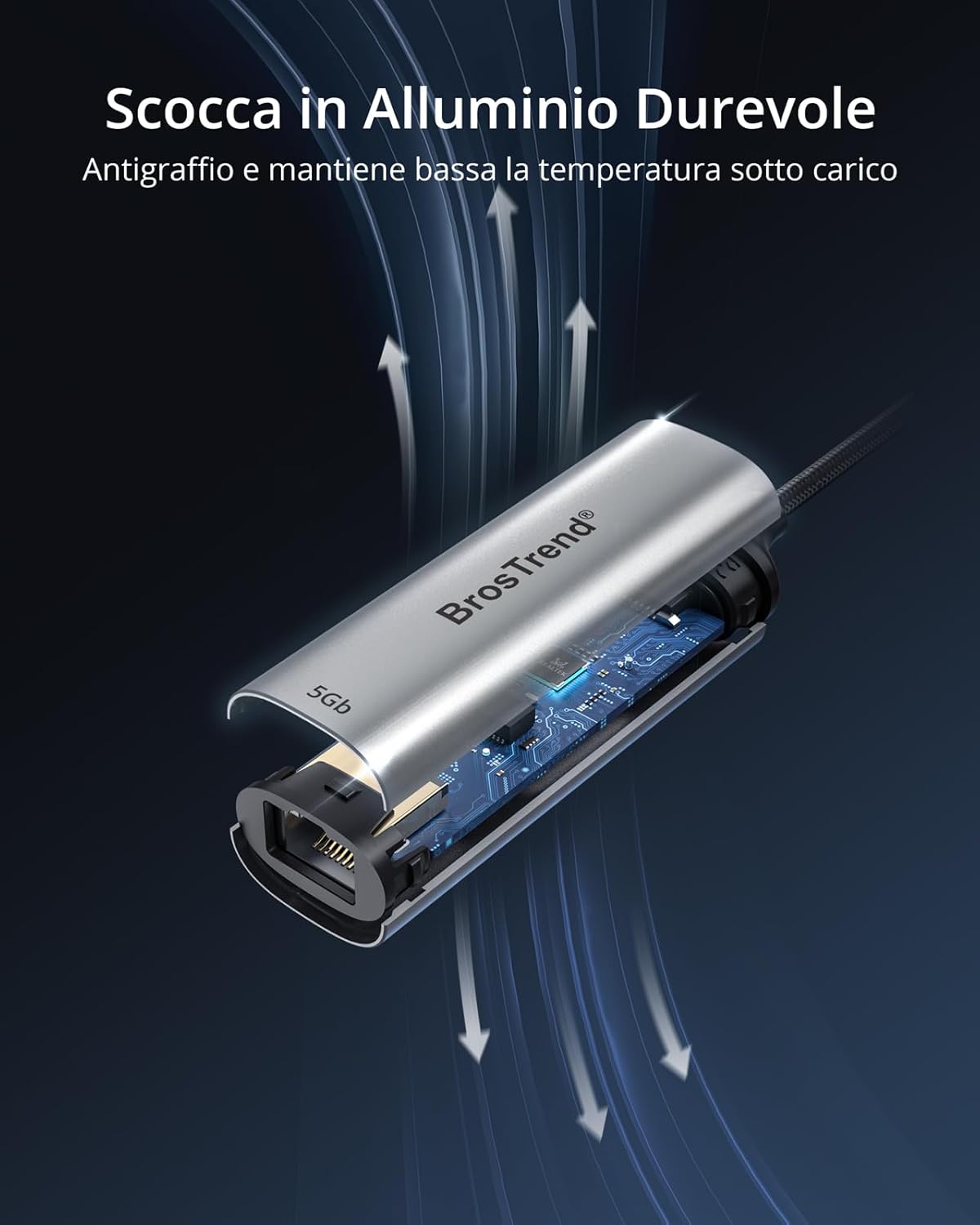 Brostrend Adattatore Ethernet USB-C 5Gb Plug & Play - immagine 5