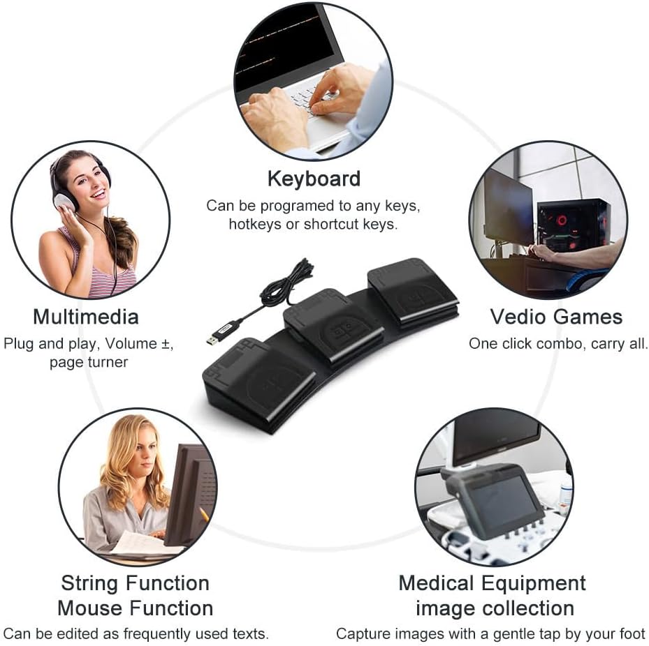 Pedale USB a Triplo Interruttore Programmabile per PC - immagine 2