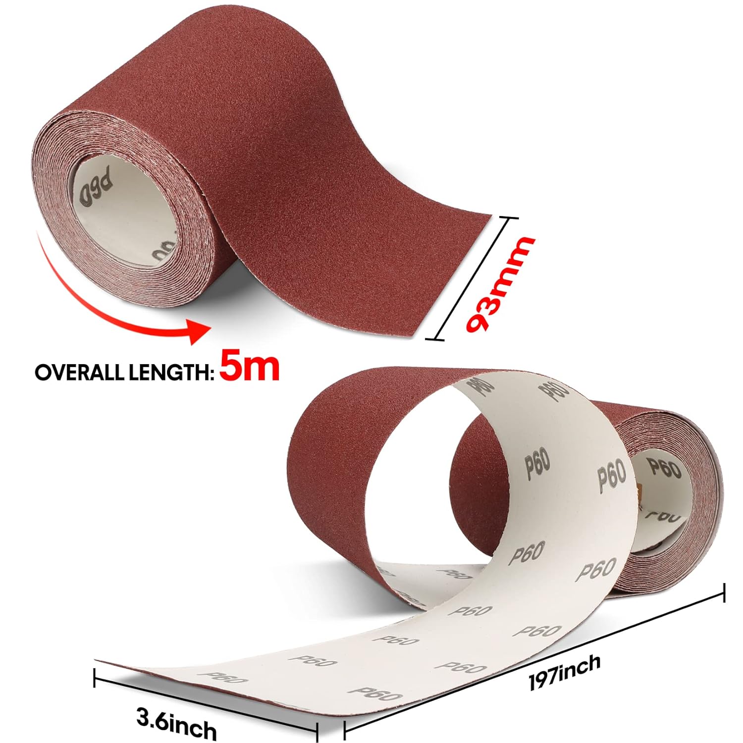 Shall Set 5 Rotoli Carta Vetrata 9.3cm x 5m - immagine 2