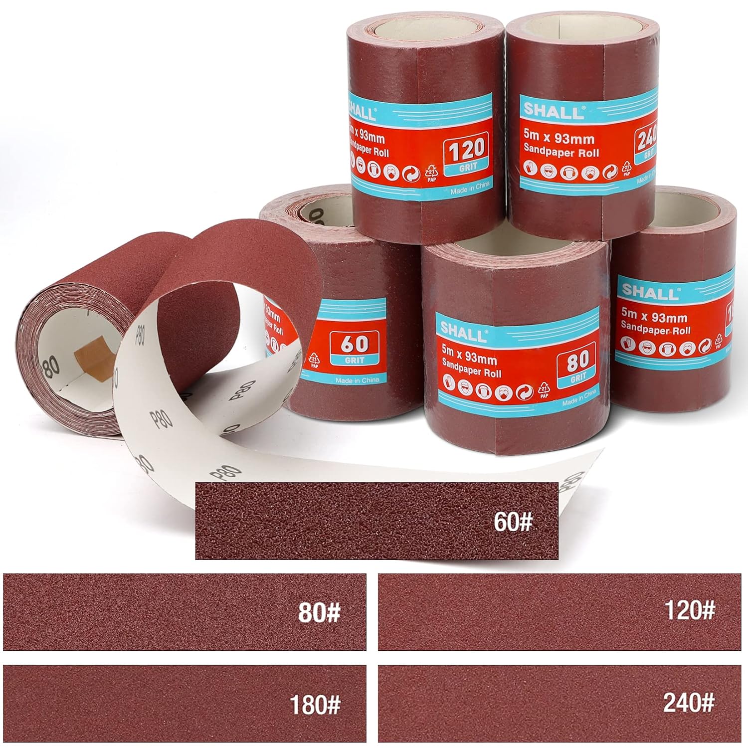 Shall Set 5 Rotoli Carta Vetrata 9.3cm x 5m - immagine 5