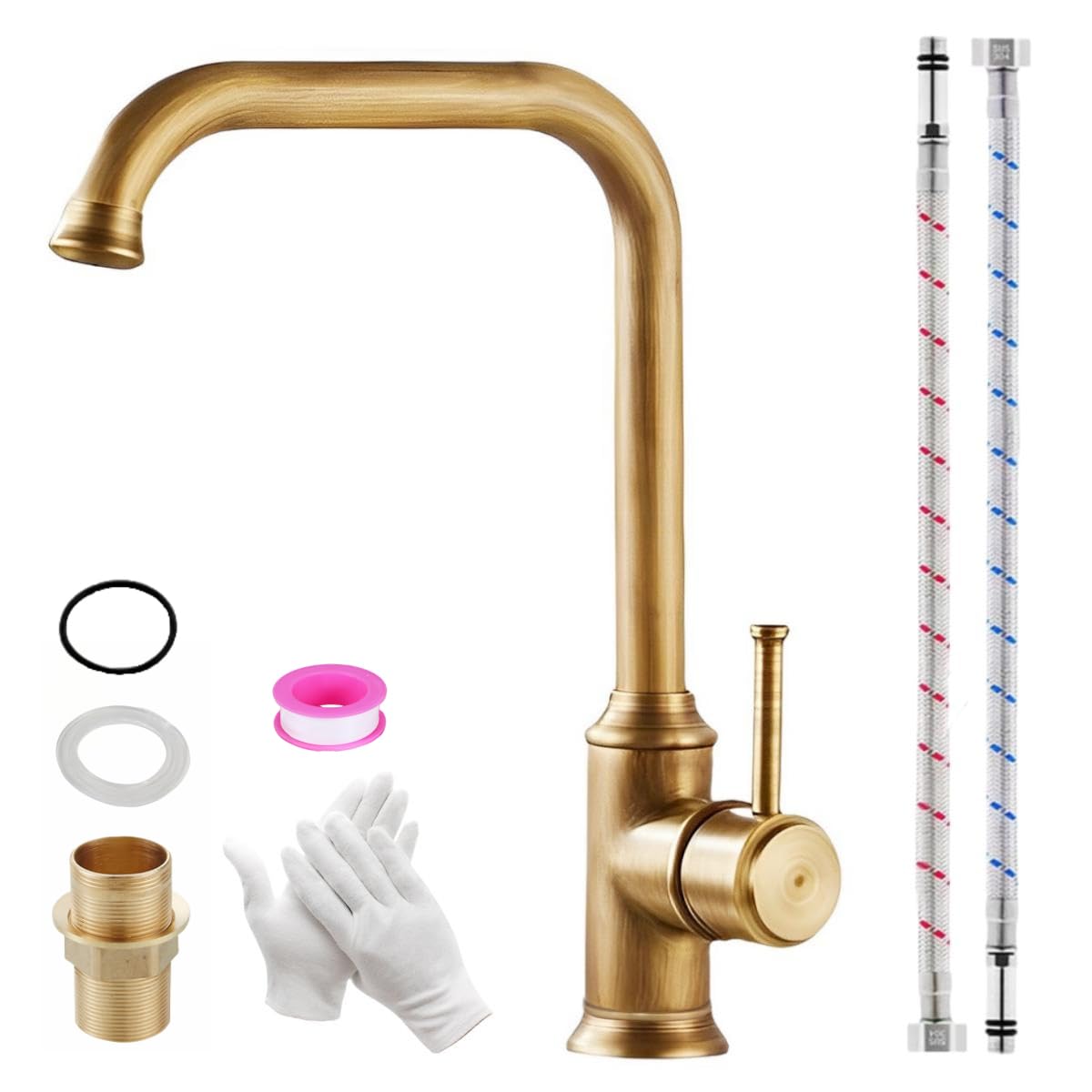 Kopyfantap Rubinetto Cucina Ottone Antico Girevole 360°