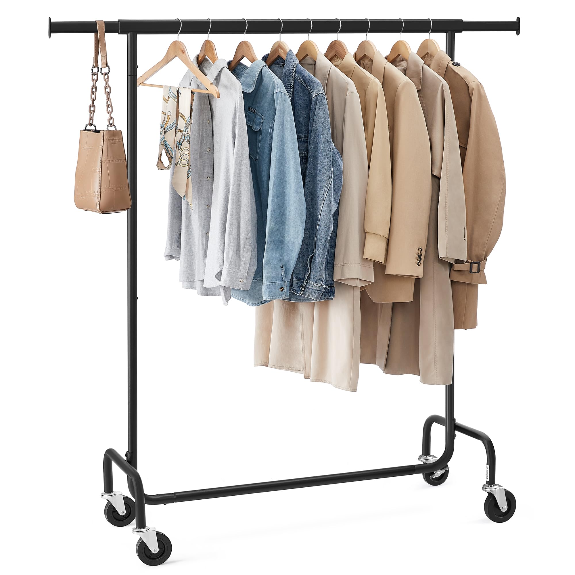 Songmics Stand Appendiabiti con Rotelle 130 kg, Nero Opaco