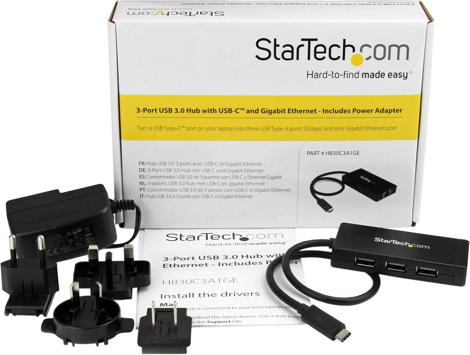 Startech.com Hub USB 3.0 a 3 Porte con USB-C e Ethernet Gigabit - immagine 4