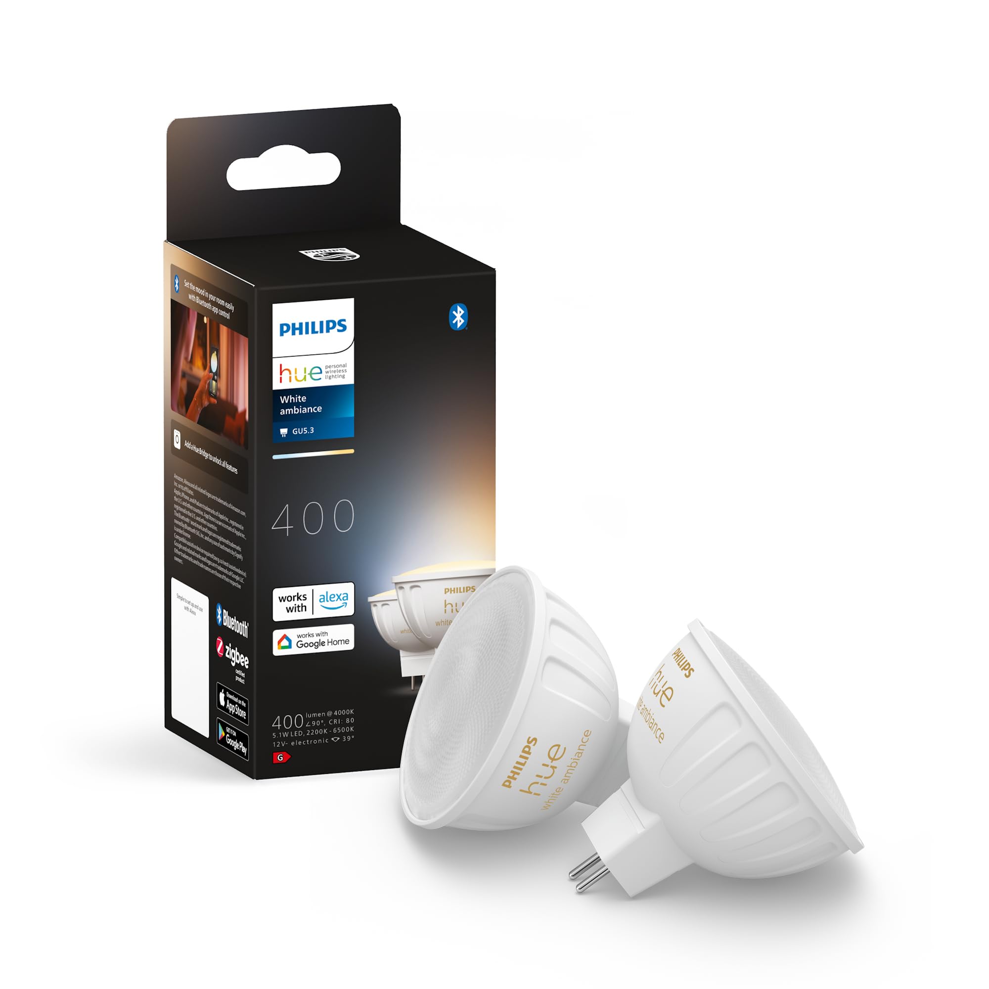 Philips Hue White Ambiance - Faretto Smart GU5.3 (2 pezzi)