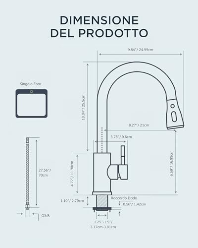 Forious Rubinetto Lavello Cucina con Doccetta Estraibile - immagine 5
