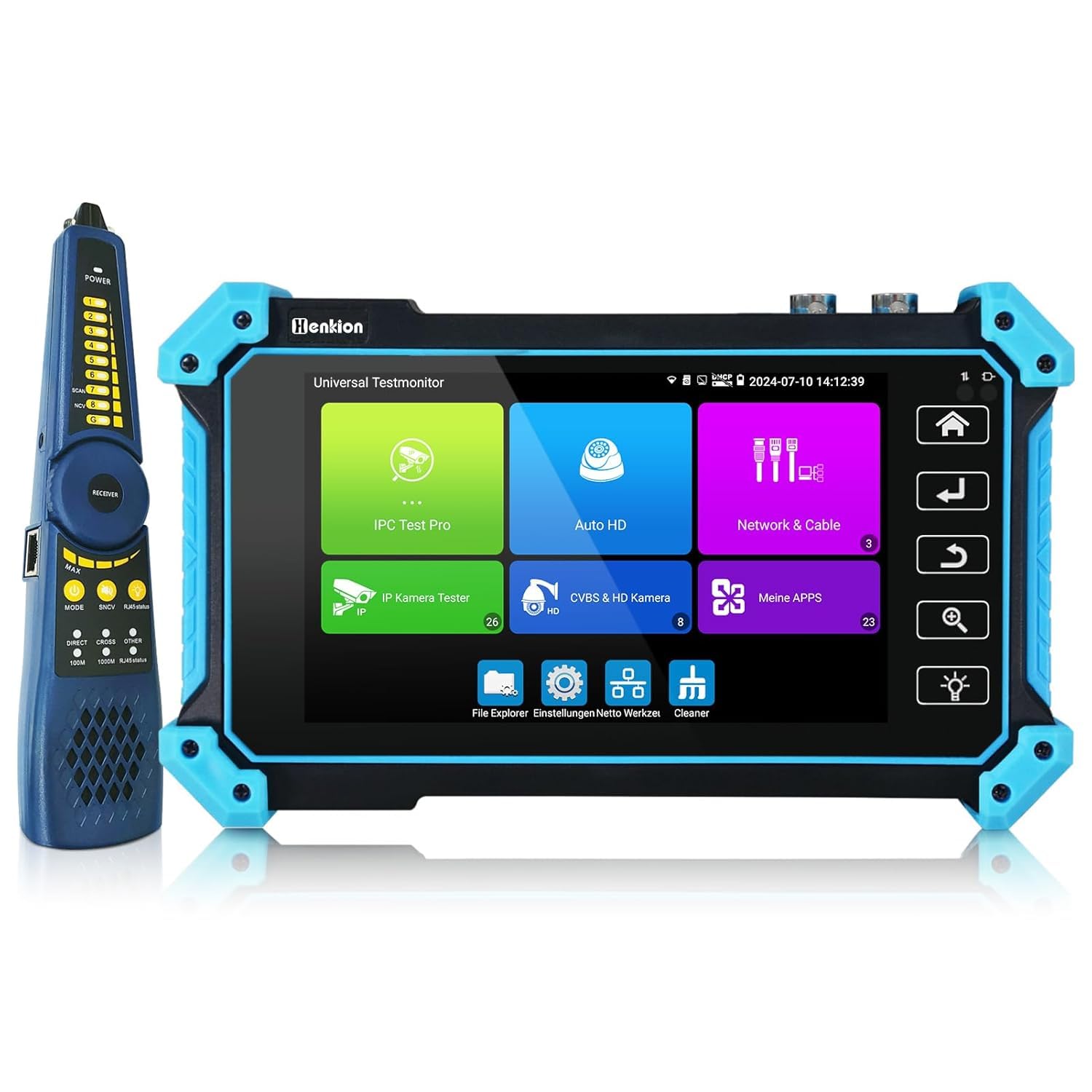 Henkion IPC-5200C Plus - Tester per fotocamera CCTV da 5,4 pollici, schermo touch screen, tester CCTV, 12 MP, IPC e 4 K, 8 MP, TVI CVI AHD SDI, tester per cavo di prova per telecamere POE HDMI VGA