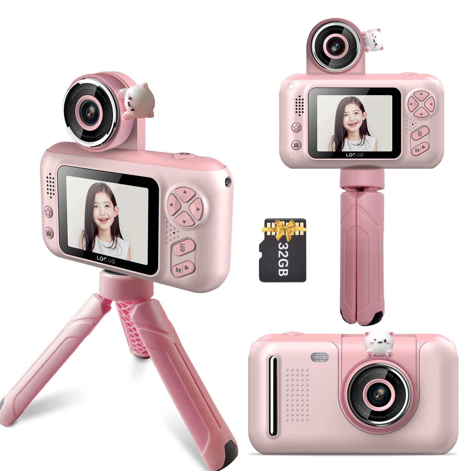 Andoer Fotocamera Digitale per Bambini 40MP, Rosa