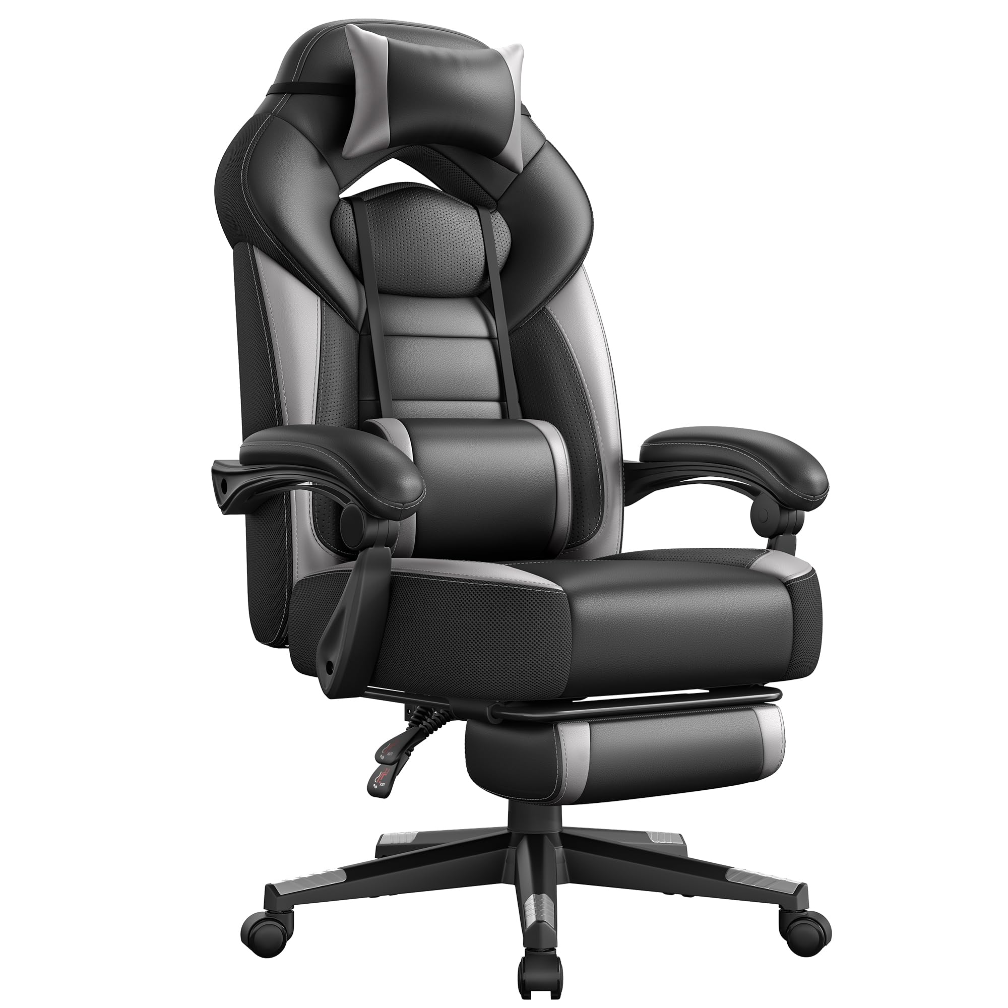 Songmics Sedia Gaming Ergonomica 150kg, Grigio e Nero